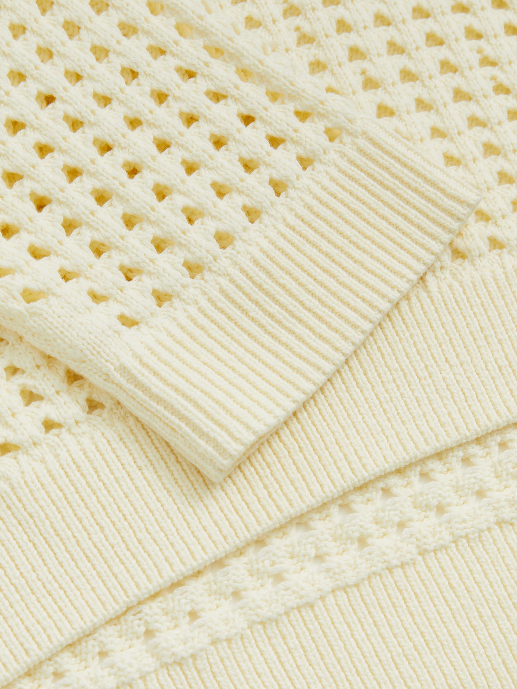 Cotton Crochet Collared Jumper in Buttermilk