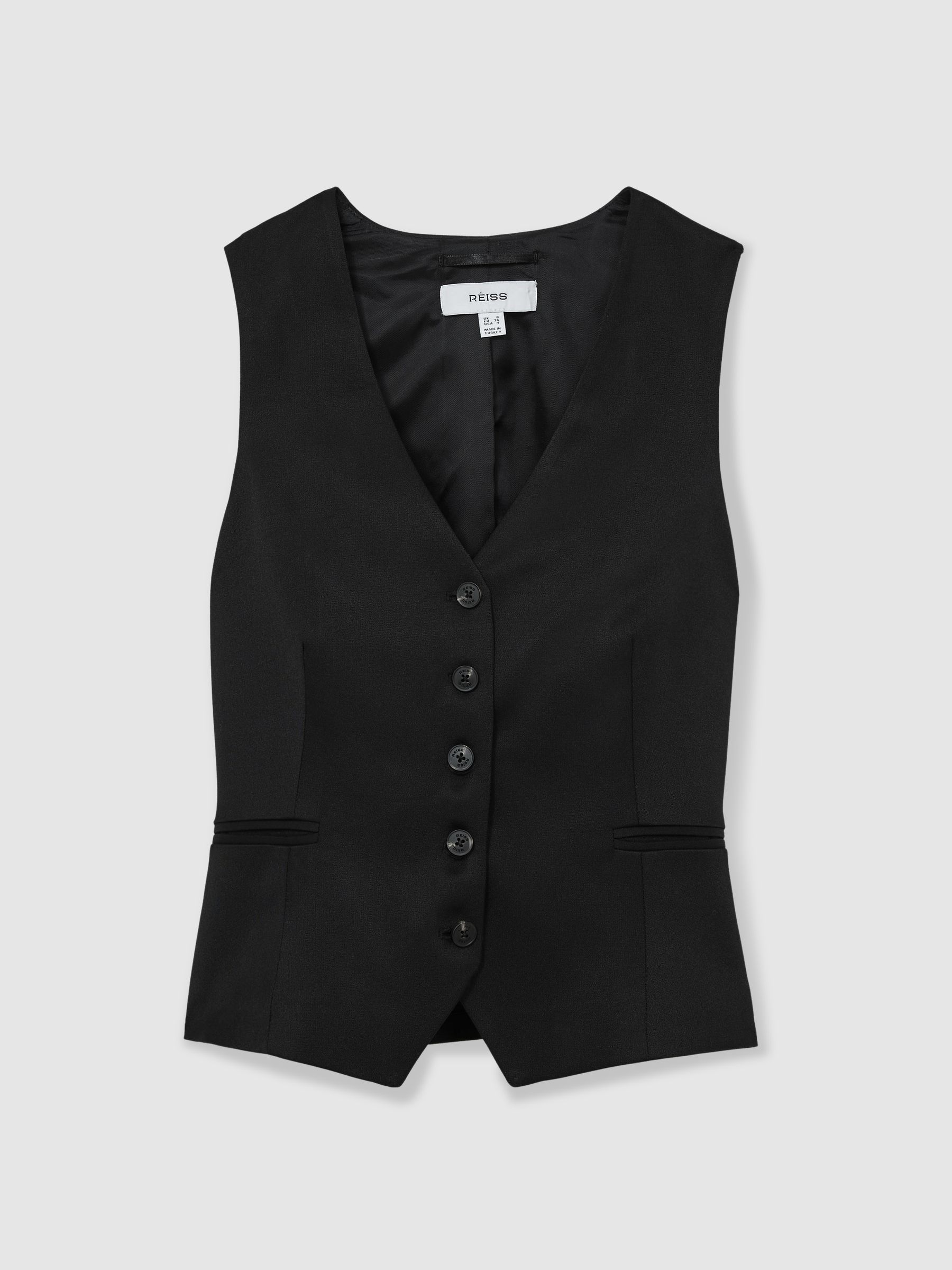 Single-Breasted Tailored Waistcoat in Black