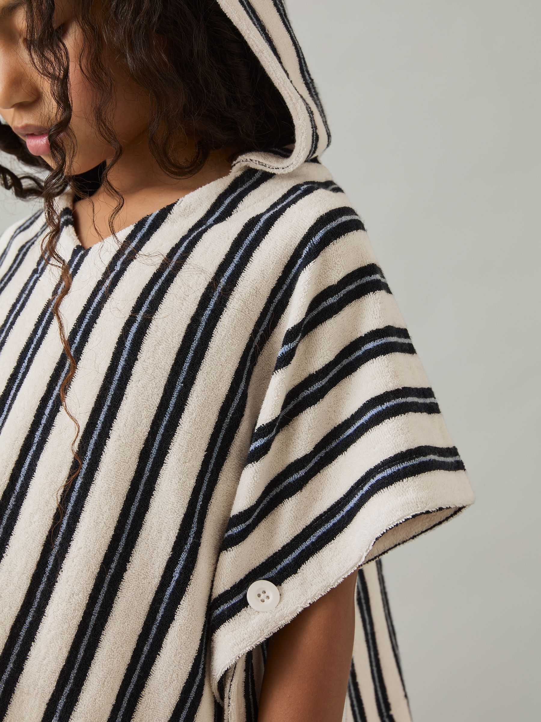 4-9 yrs Hoodie and Shorts Stripe Towelling Set in Blue