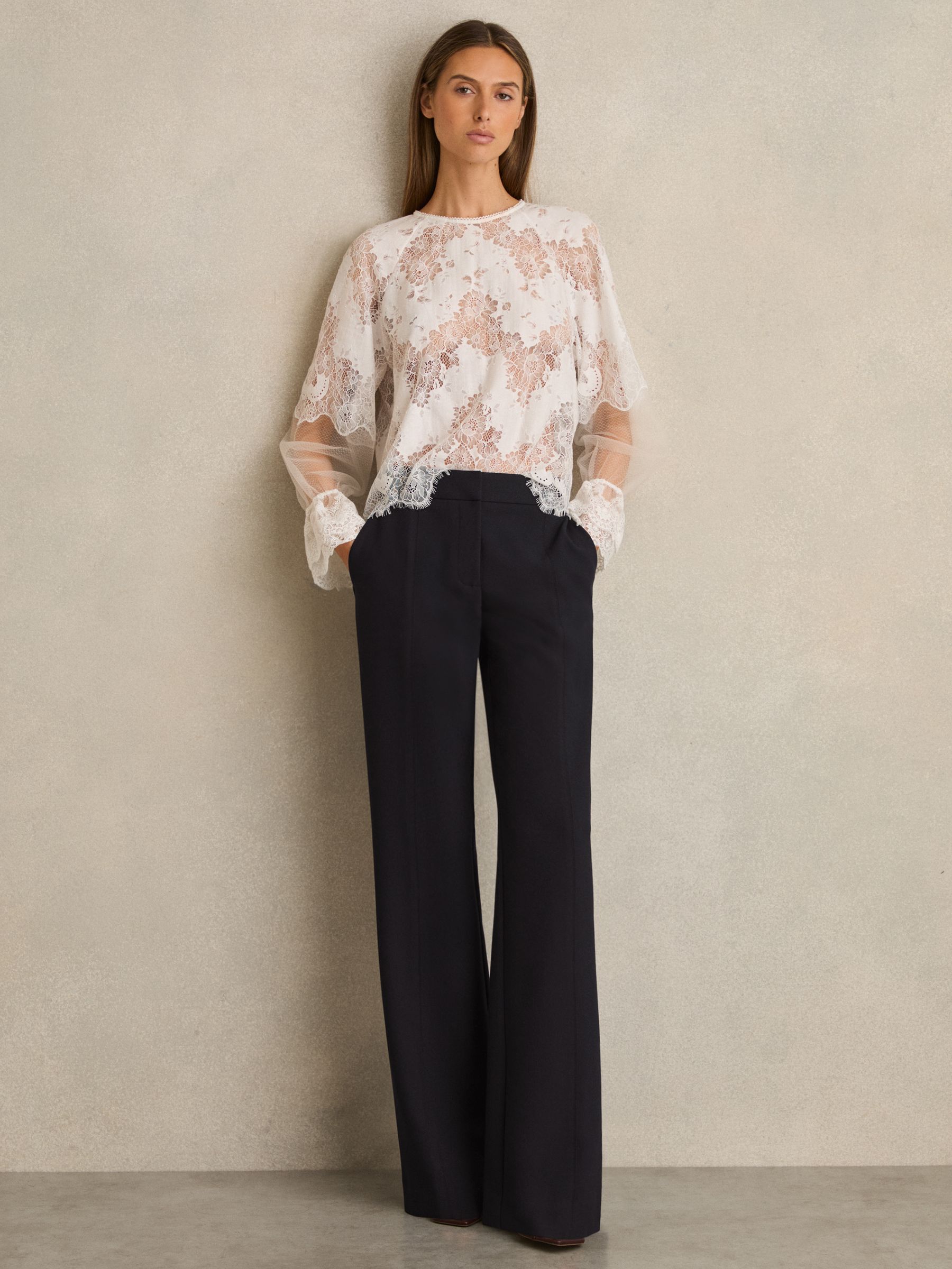 Flared Tailored Trousers in Navy