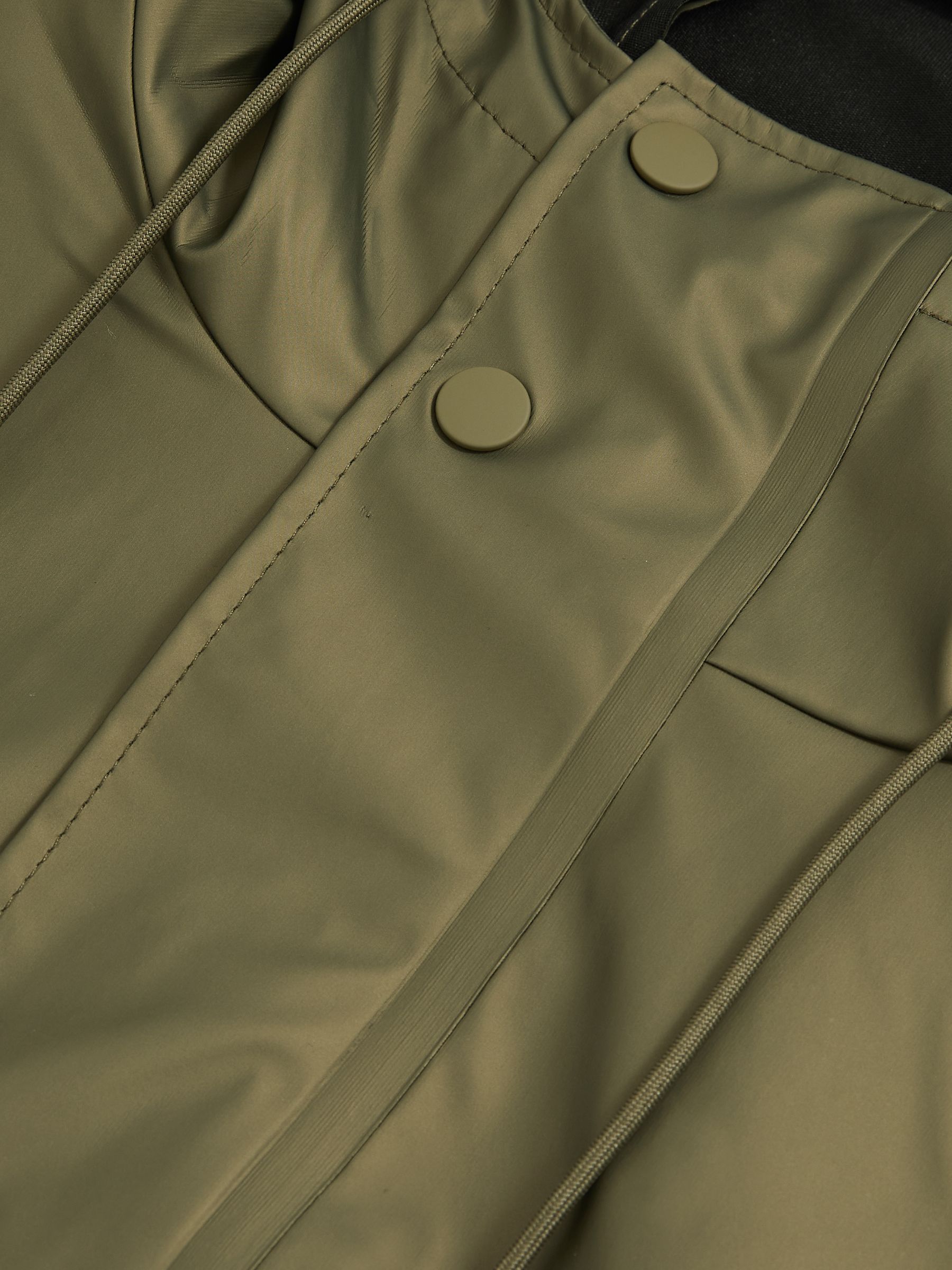 Rains Long Hooded Jacket in Revel Brass Green