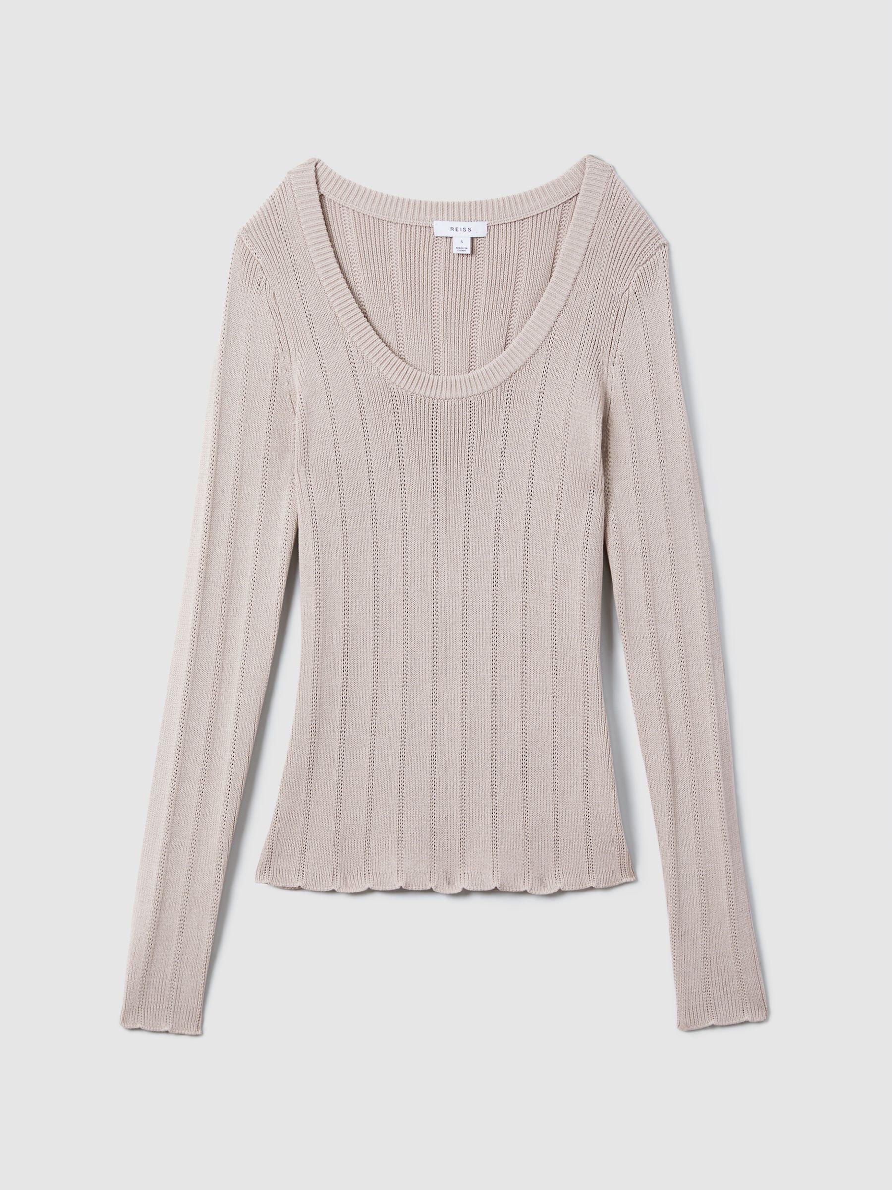 Knitted Scoop Neck Top in Neutral