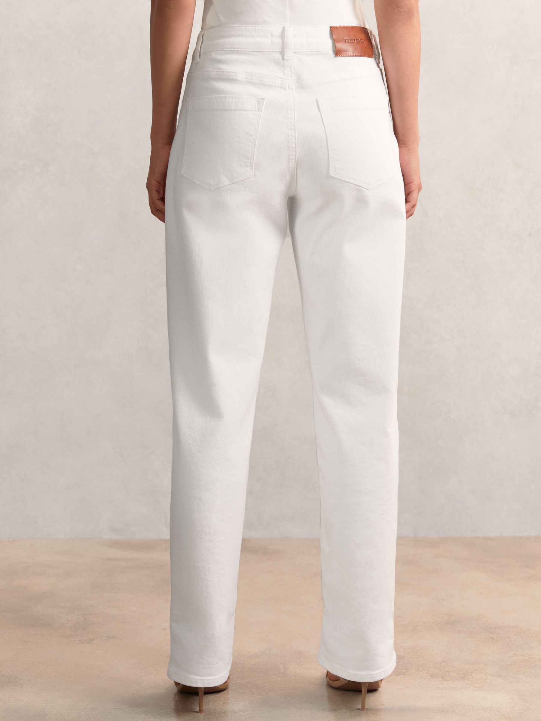 Petite Straight Leg Turn Up Jeans in White