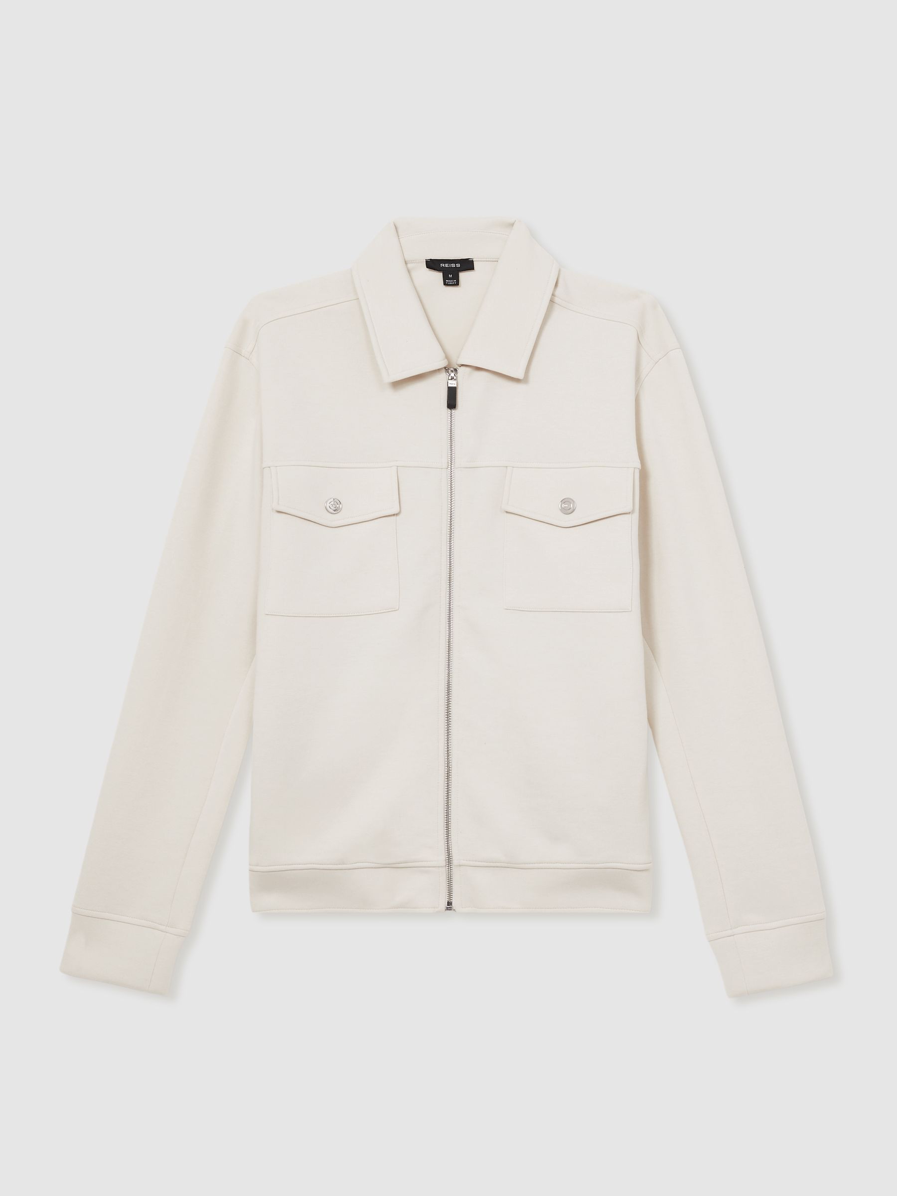 Interlock Zip-Through Overshirt in Off White