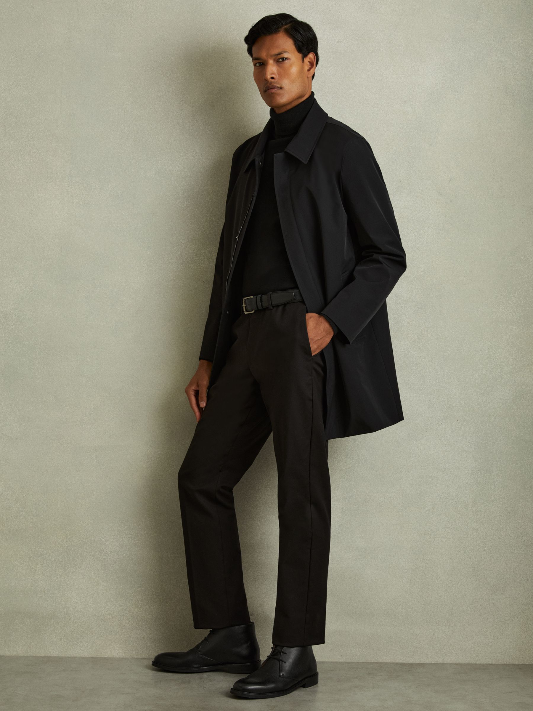 Cooper Black Grained Leather Chukka Boots