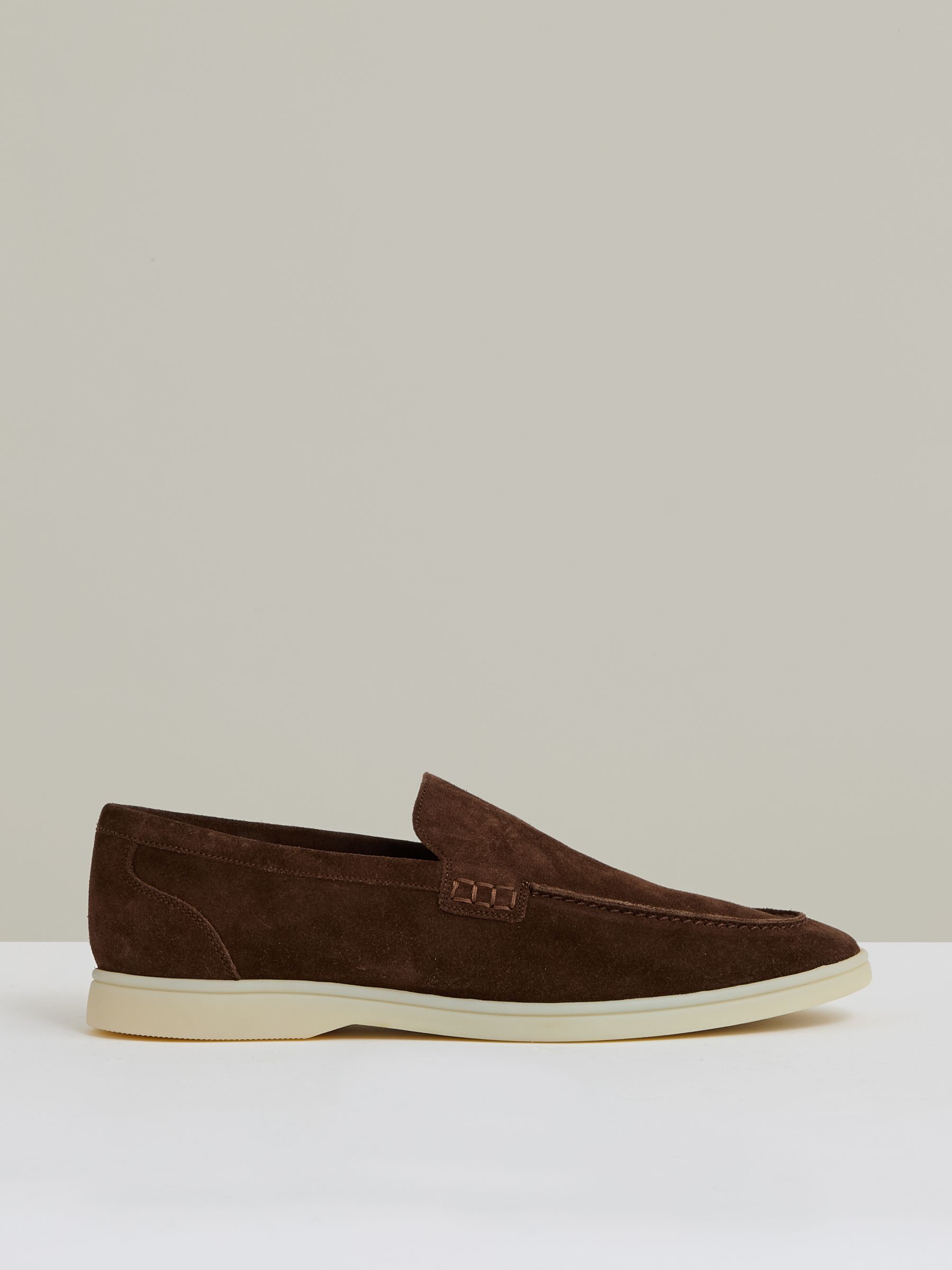 Suede Slip-On Loafers in Brown