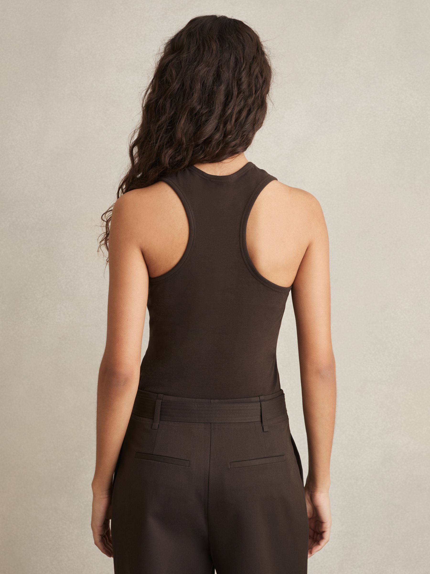 Racerback Vest Top in Chocolate