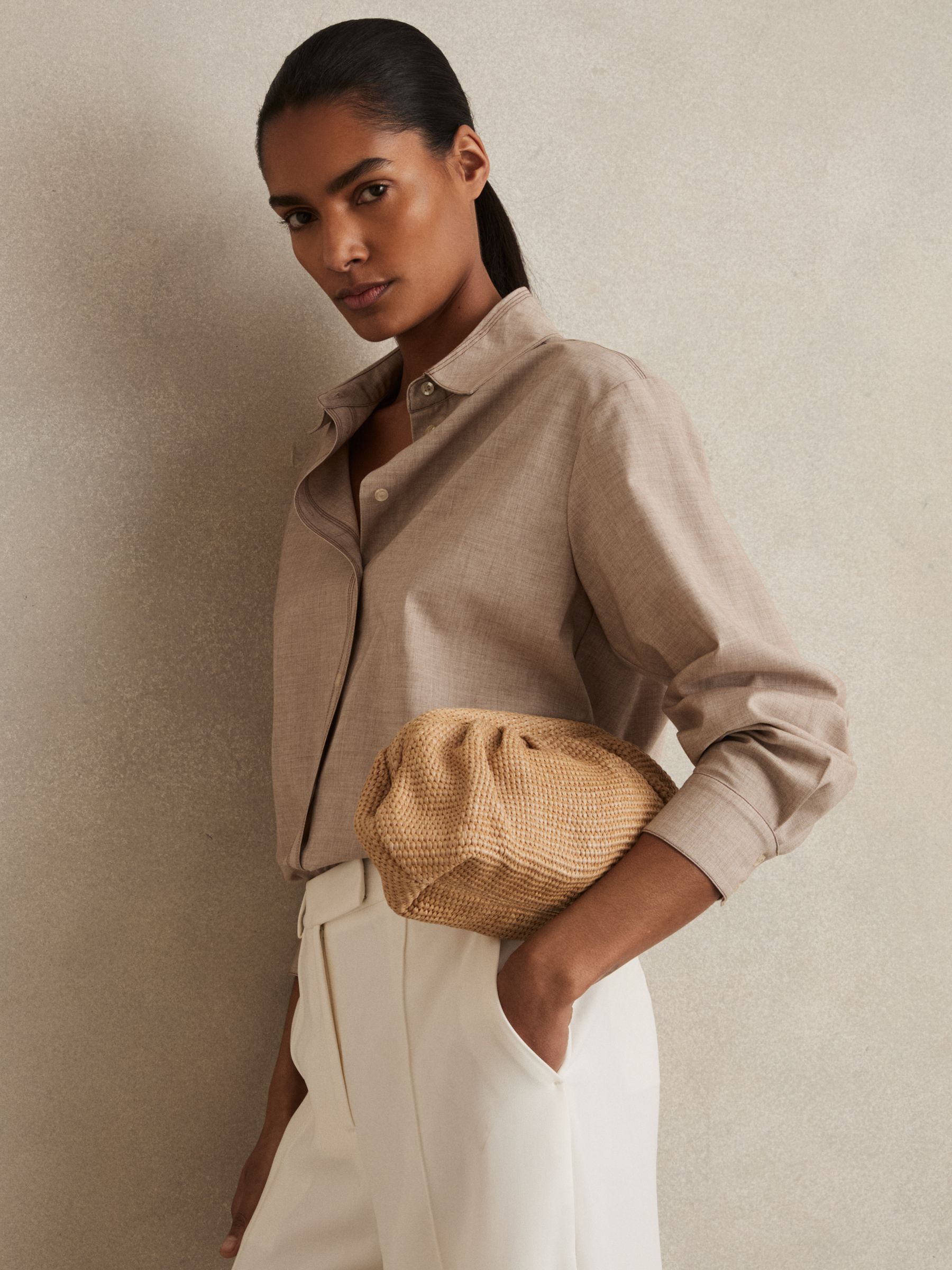 Raffia Clutch Bag in Natural