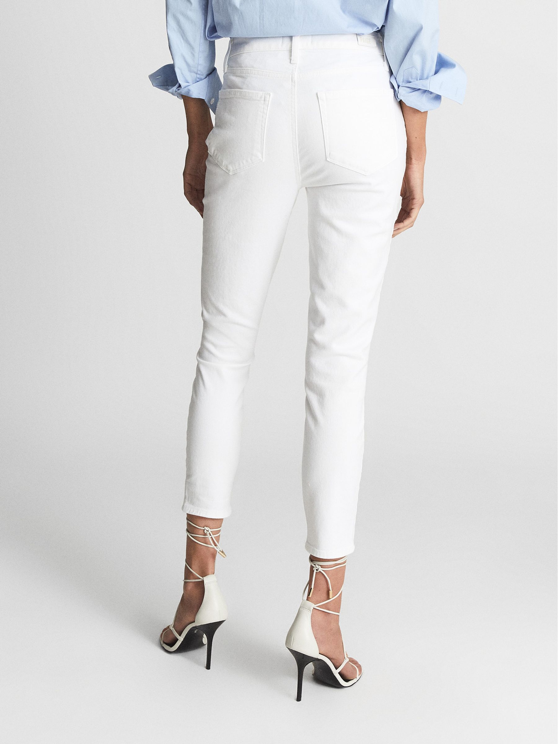 Paige Cropped Skinny Jeans in White