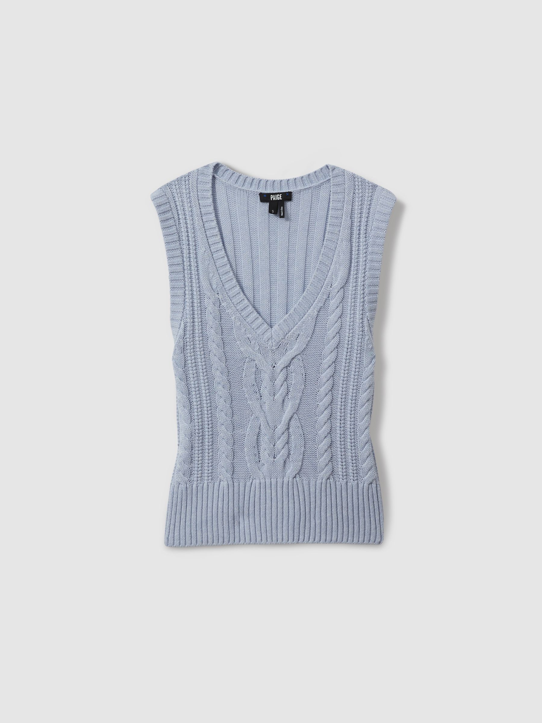 Paige Cable Knit Vest in Soft Blue