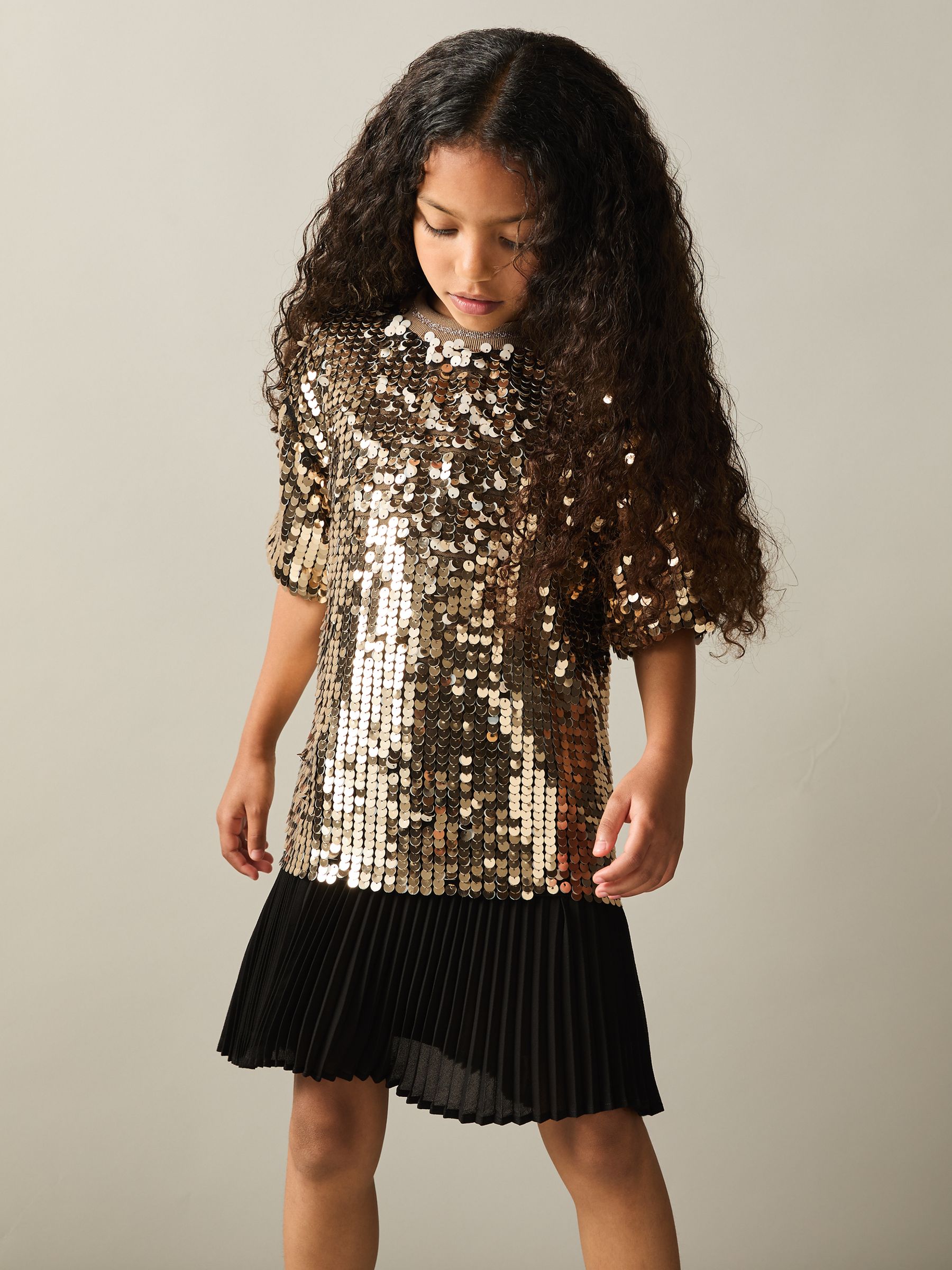 9-13 yrs Sequin T-Shirt Dress in Gold