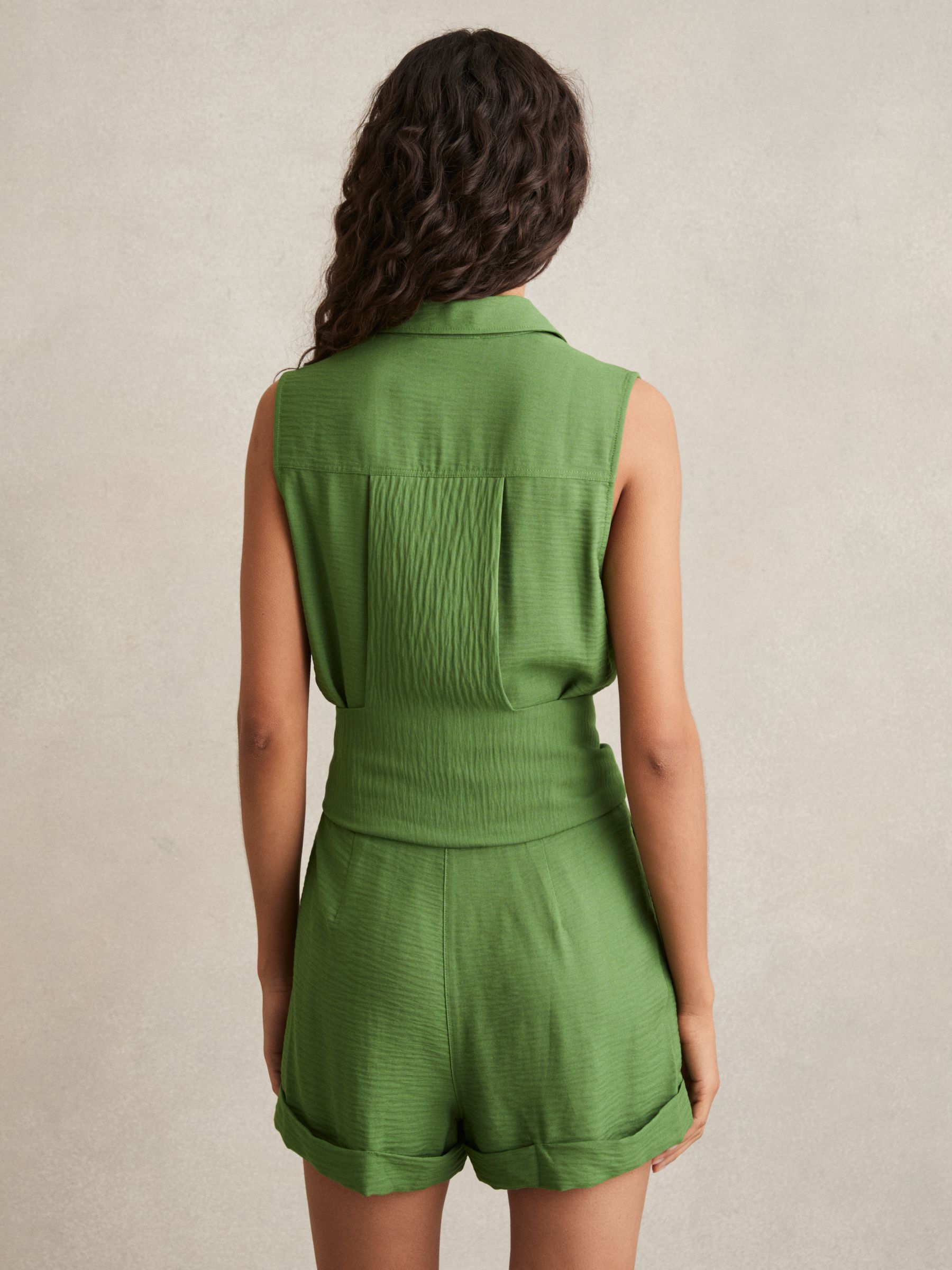 Belted Beach Cover-Up Playsuit in Green