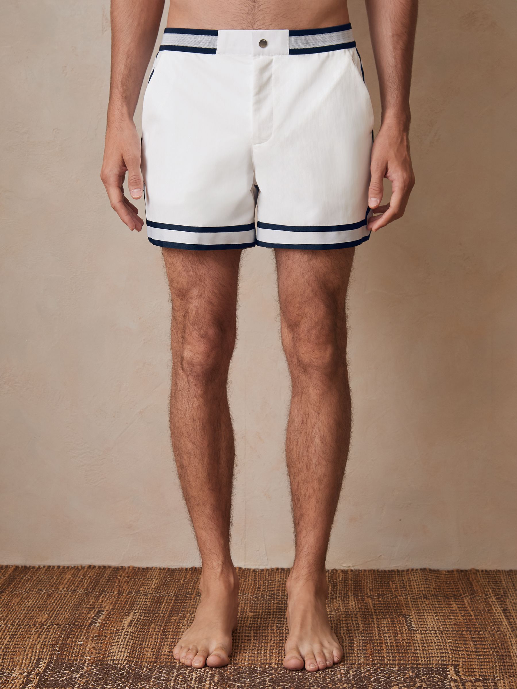 Reiss | Ché Stripe-Trim Swim Shorts in White