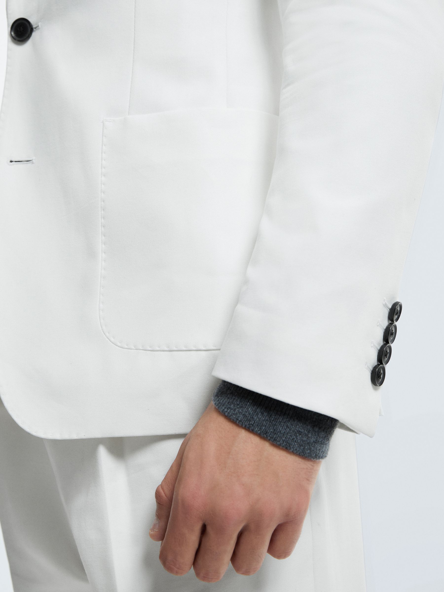 Atelier Sea Island Cotton Slim Fit Single Breasted Blazer in White