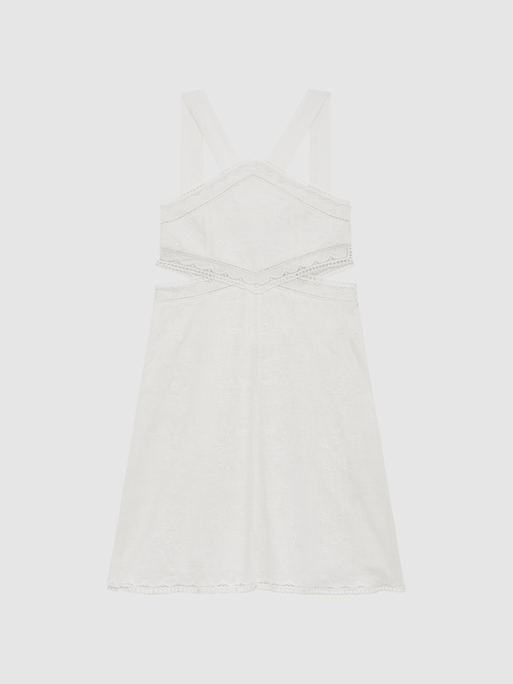 4-9 yrs Cross Back Embroidered Dress in Ivory