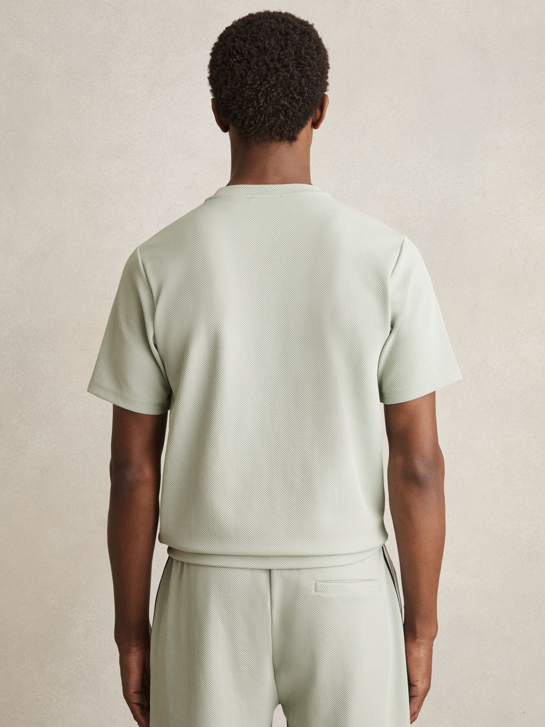 Textured Crew-Neck T-Shirt in Sage Green