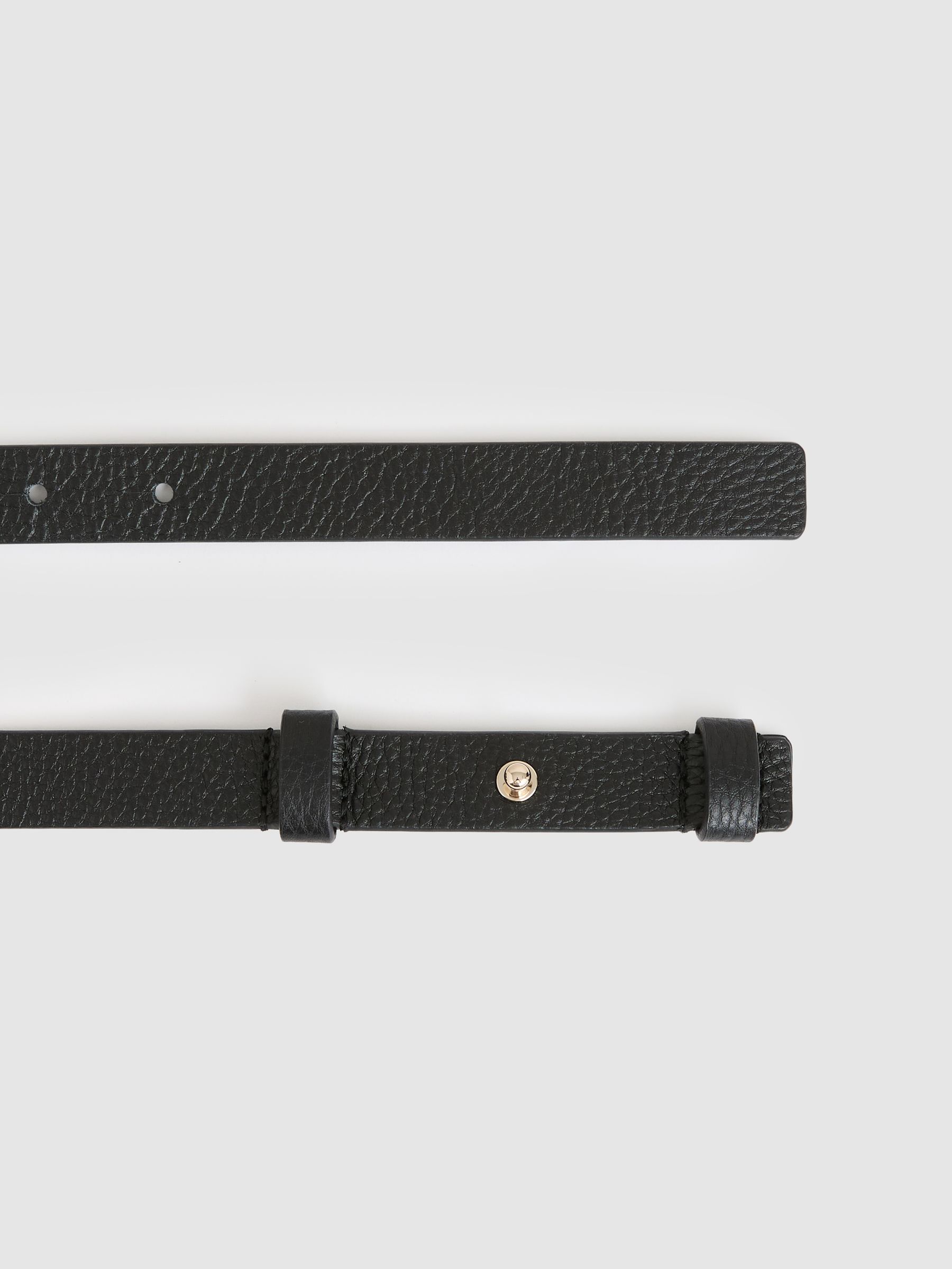 Leather Square Hinge Belt in Black