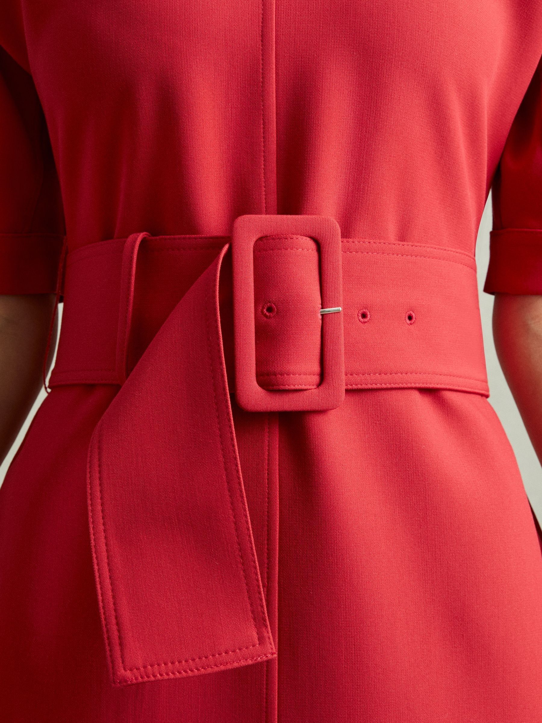 Belted Midi Dress in Red