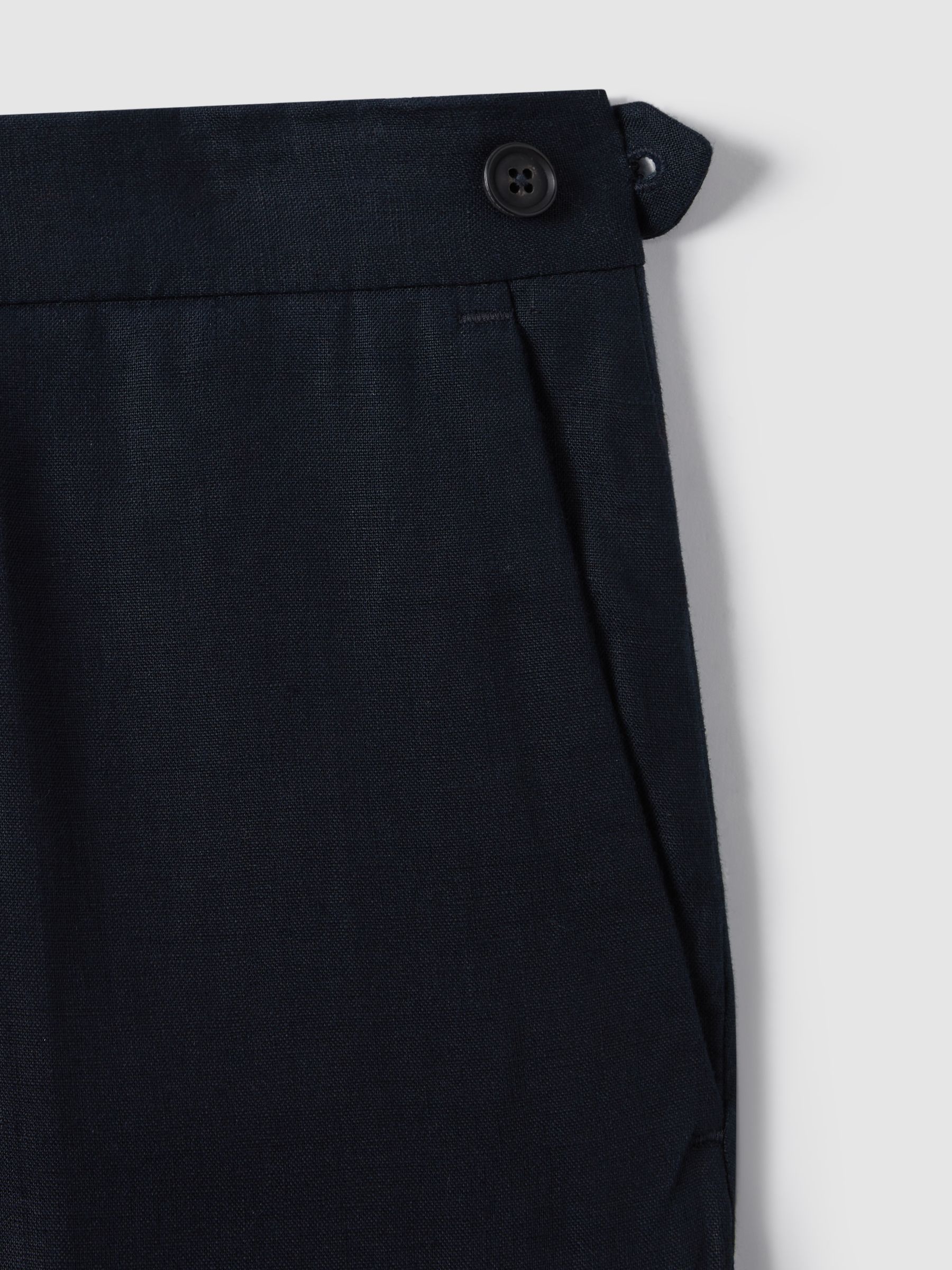 Slim Fit Linen Trousers in Navy