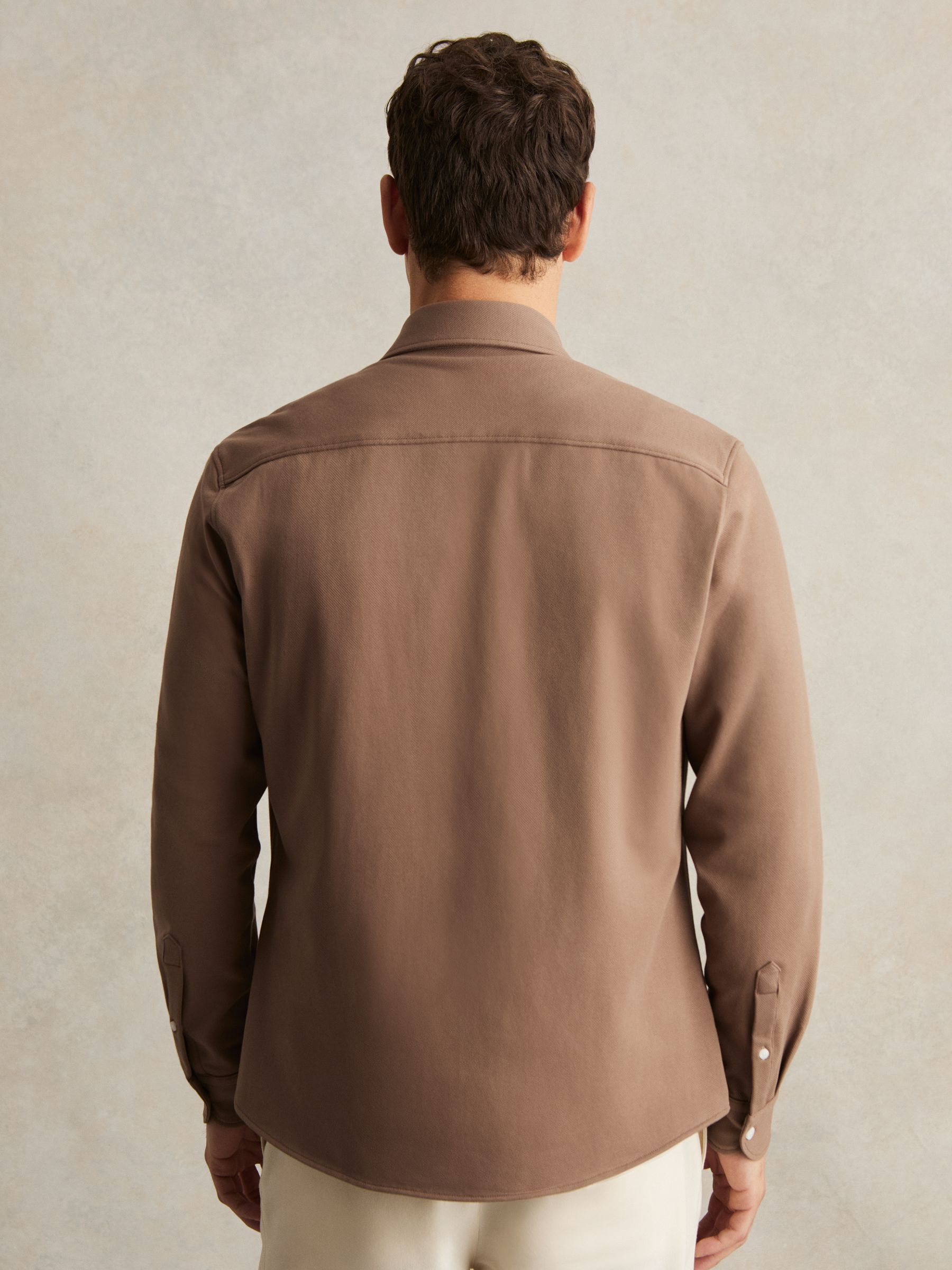 Cotton-Twill Cutaway-Collar Overshirt in Camel