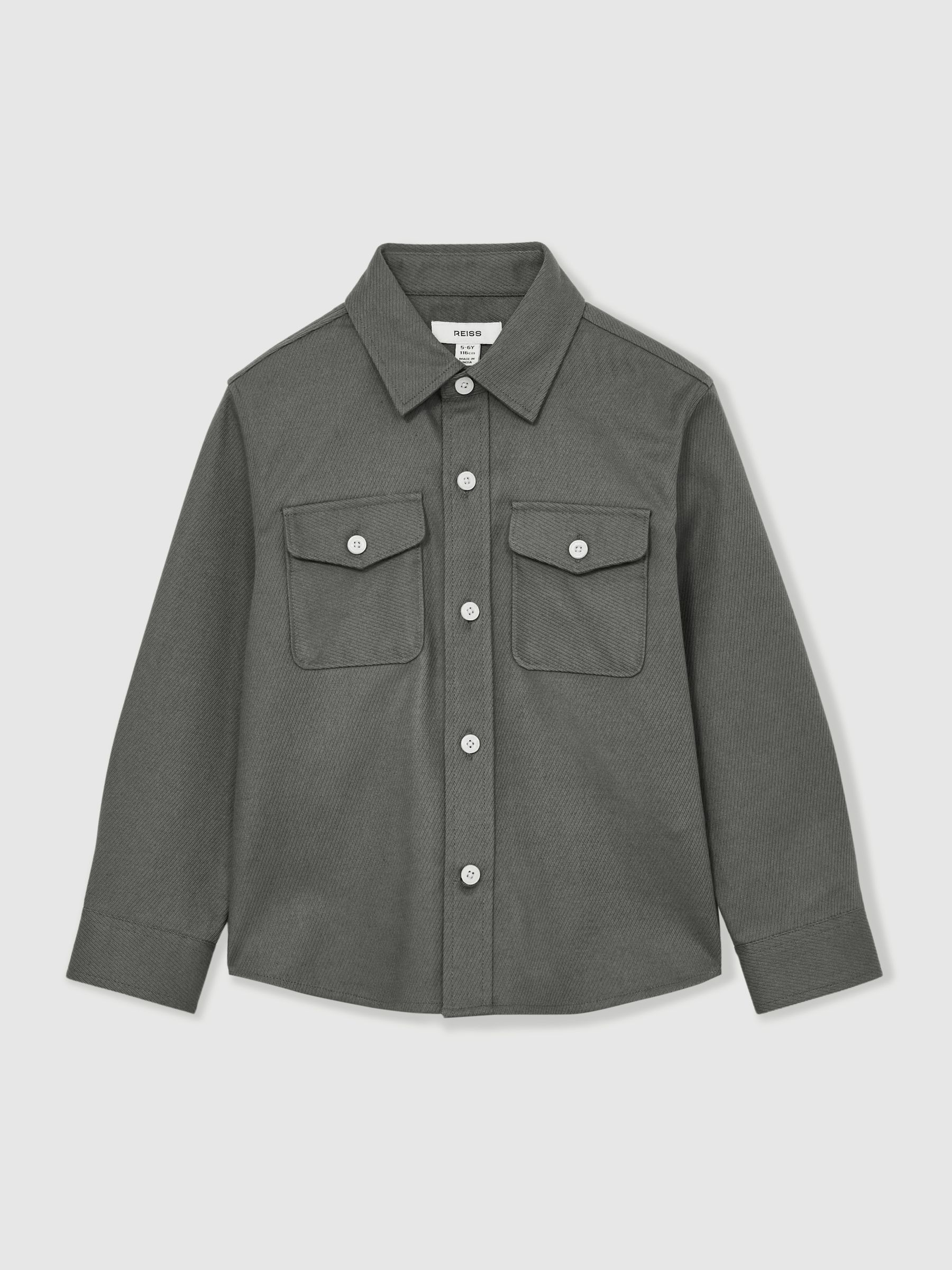 9-13 yrs Twin Pocket Textured Overshirt in Sage