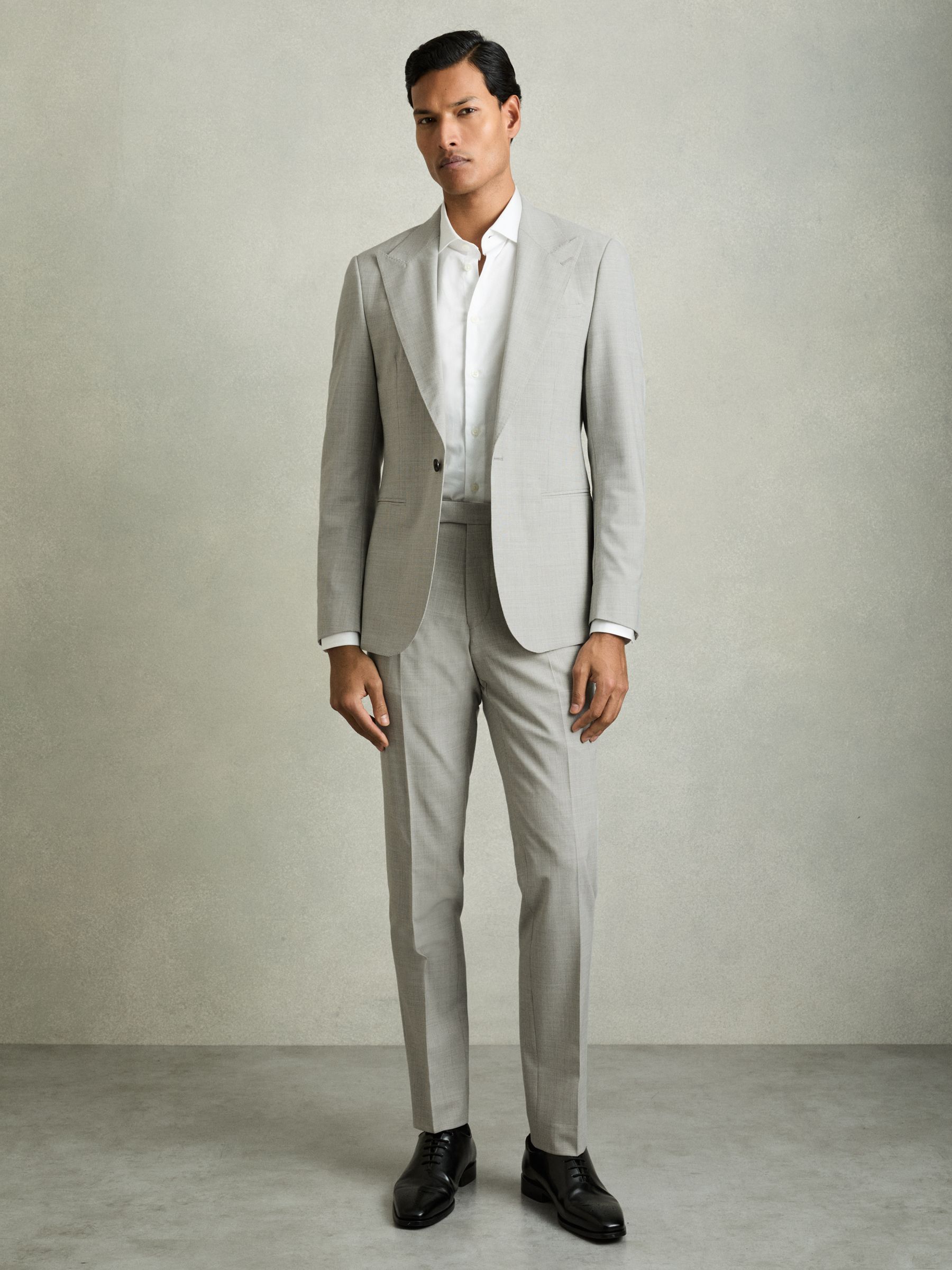 Puppytooth-Check Suit Trousers Slim-Fit in Grey