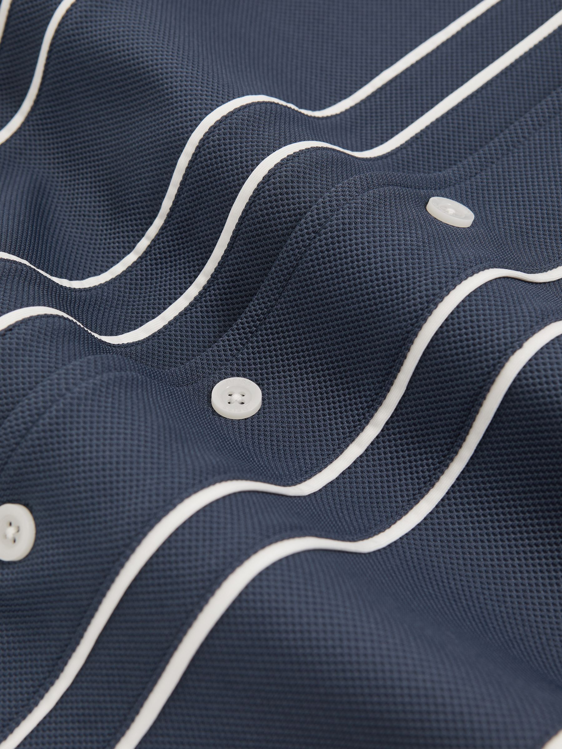 Piped-Stripe Cuban-Collar Shirt in Airforce Blue