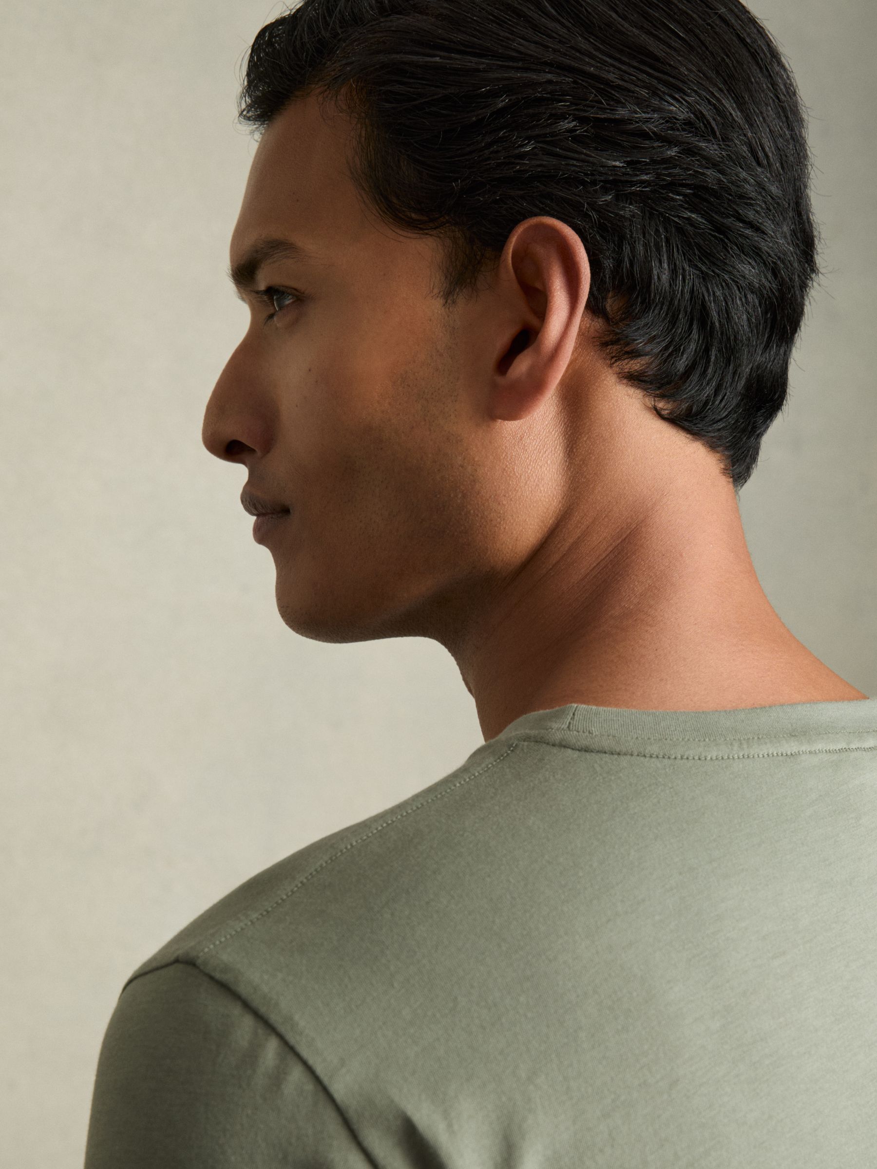 Cotton Crew Neck T-Shirt in Dark Sage