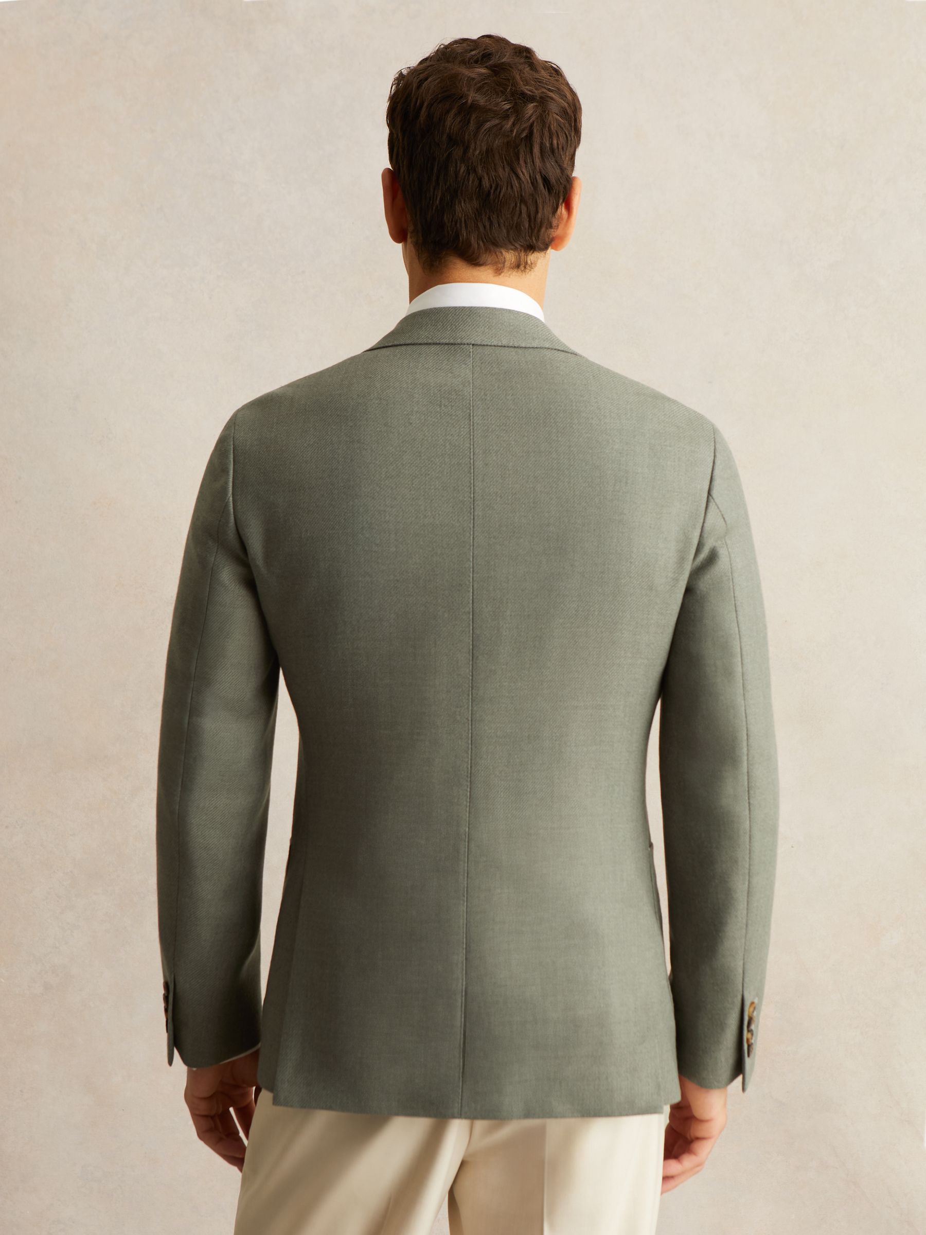 Wool-Blend Single-Breasted Blazer Slim-Fit in Sage Green