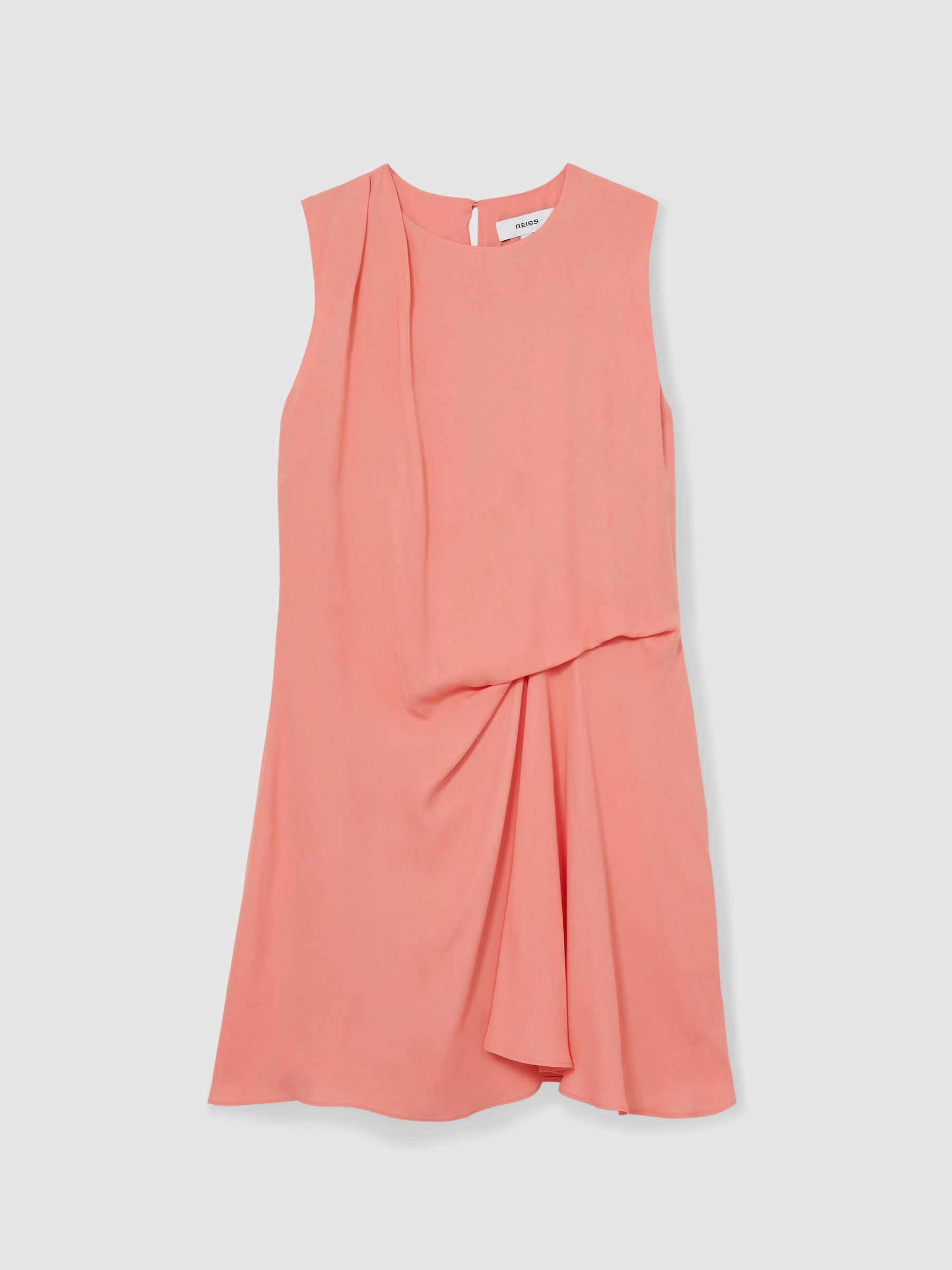 Draped Tuck Mini Dress in Coral