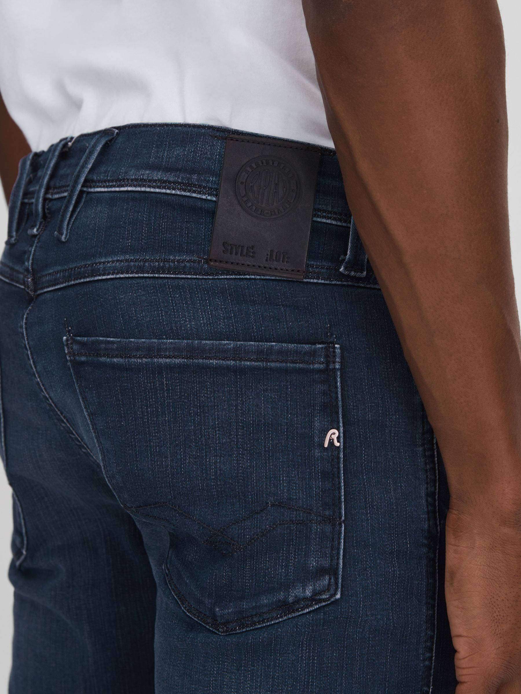 Slim Fit Washed Jeans in Dark Blue