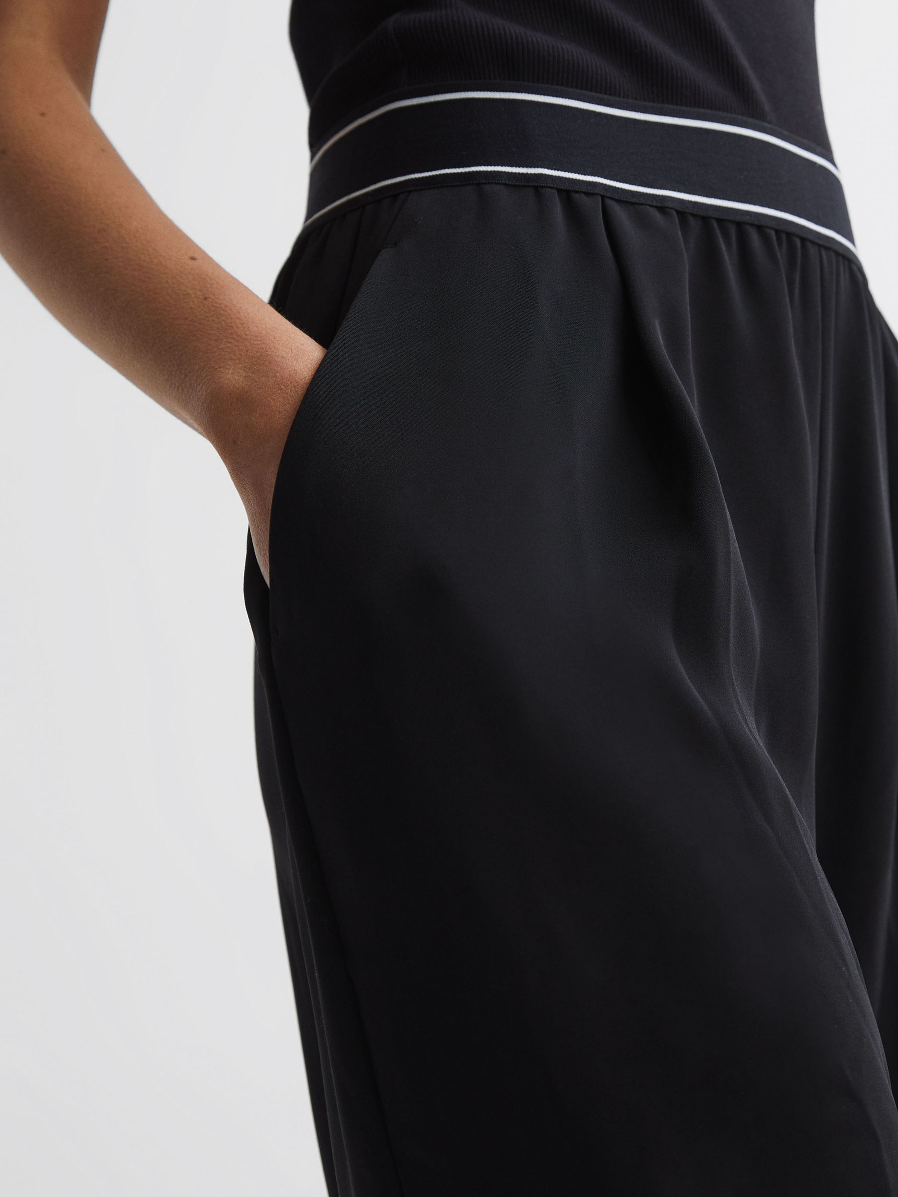 Wide Leg Elasticated Trousers in Black