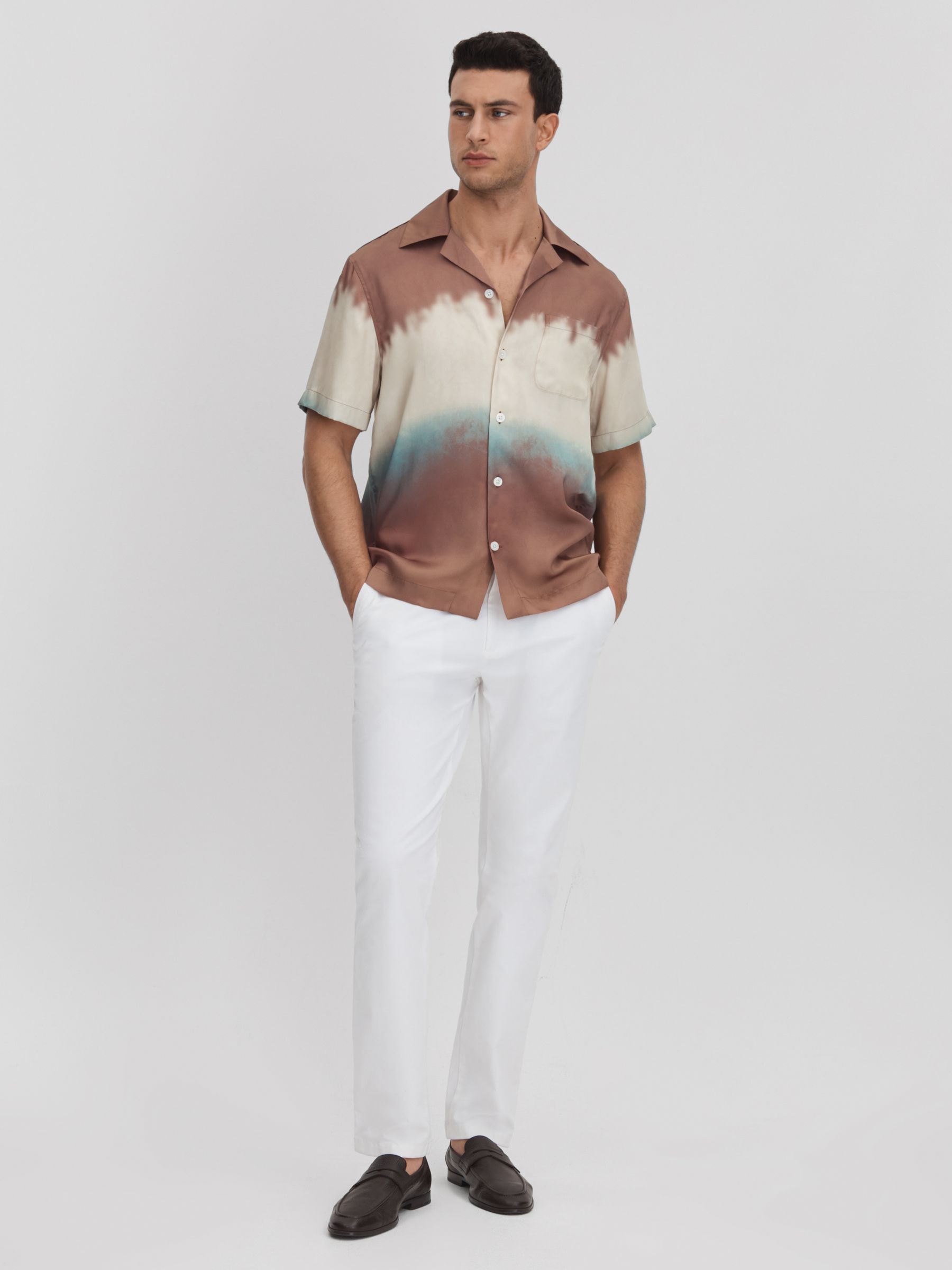 Ombre Print Cuban Collar Shirt in Tobacco