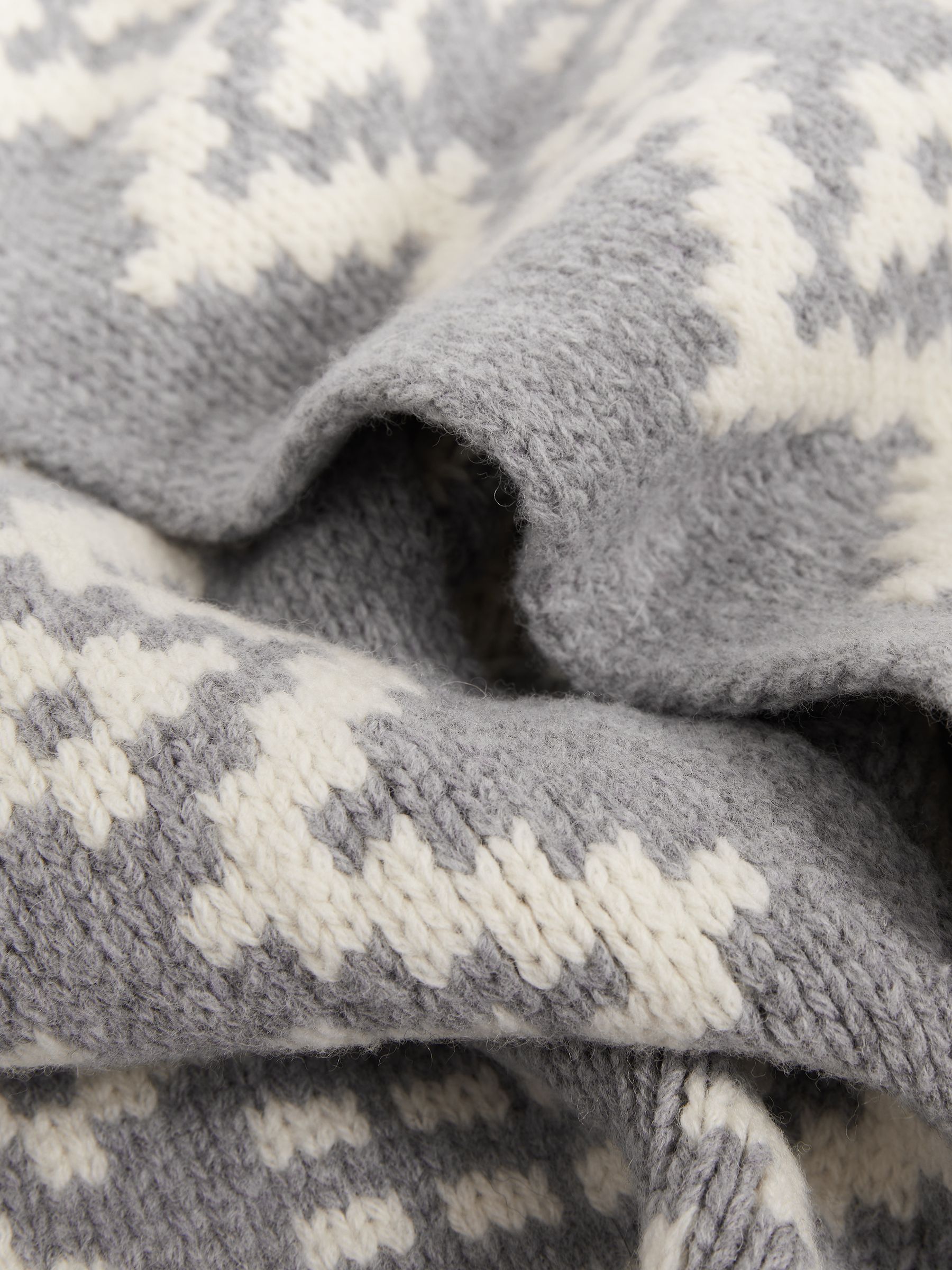 Wool-Blend Scarf in Grey/White