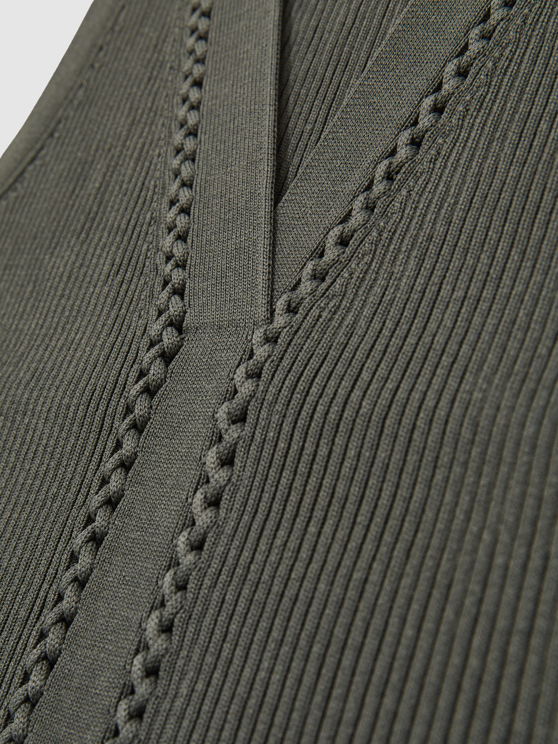 Craft-Stitch Rib-Knit Vest in Khaki Green