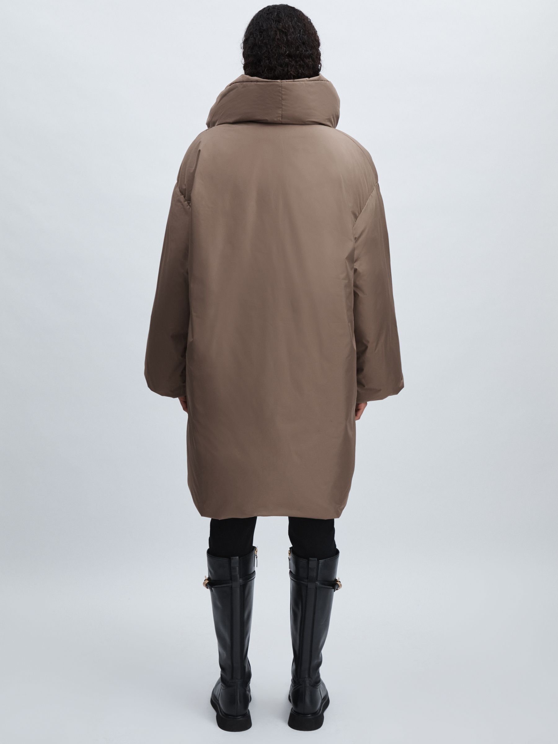 Meotine Oversized Grey/Brown Puffer Coat in Grey/Brown