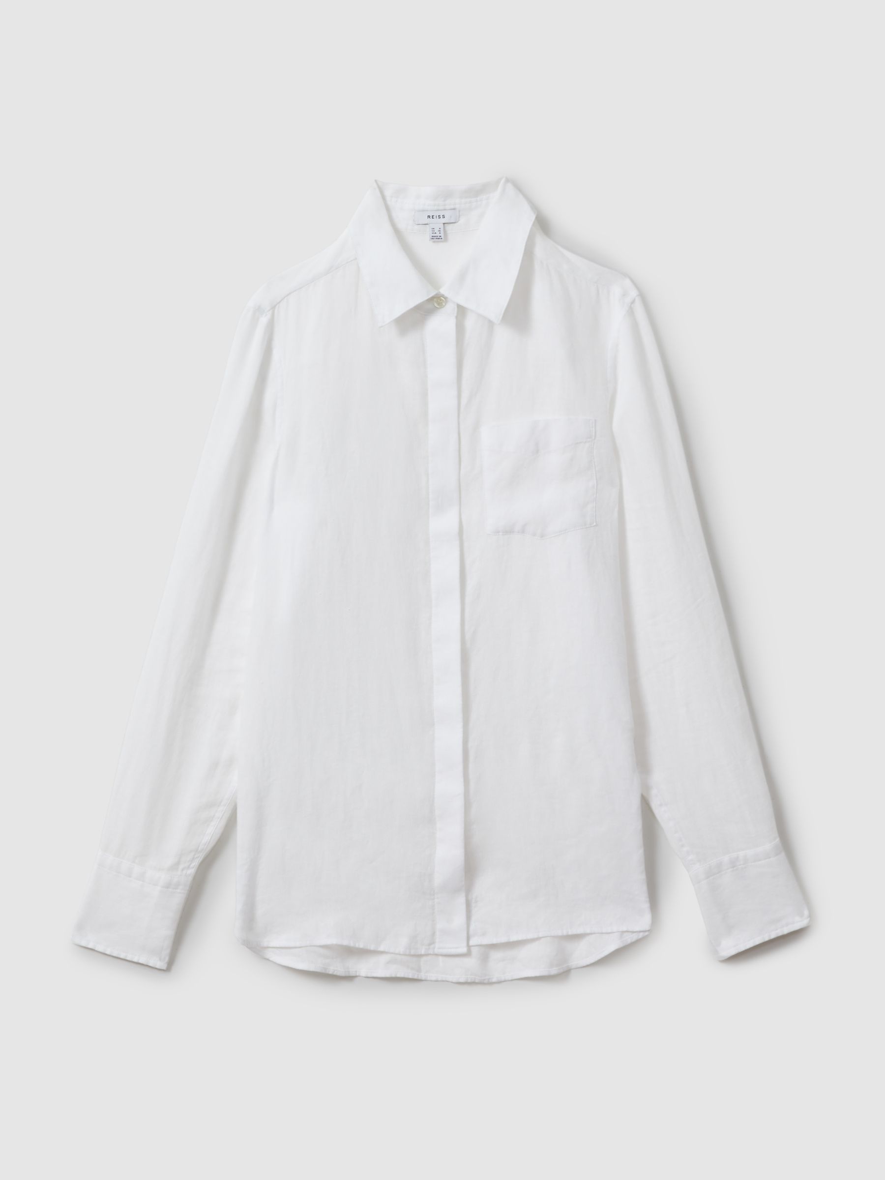Linen Button-Through Shirt in White