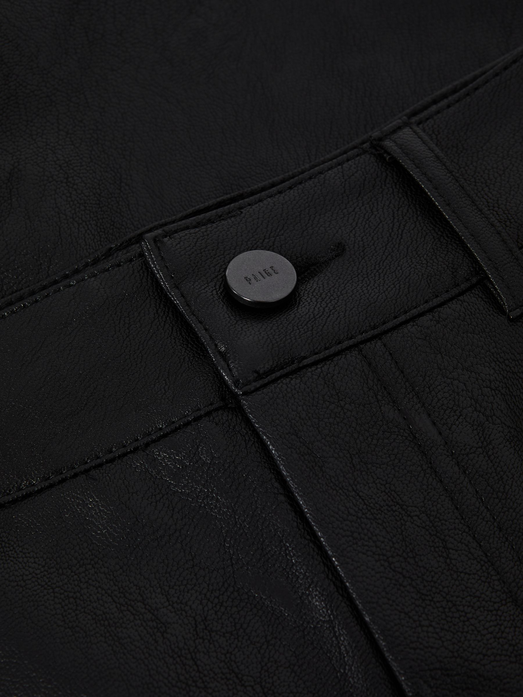 Paige High Rise Leather-Look Wide Leg Jeans in Black