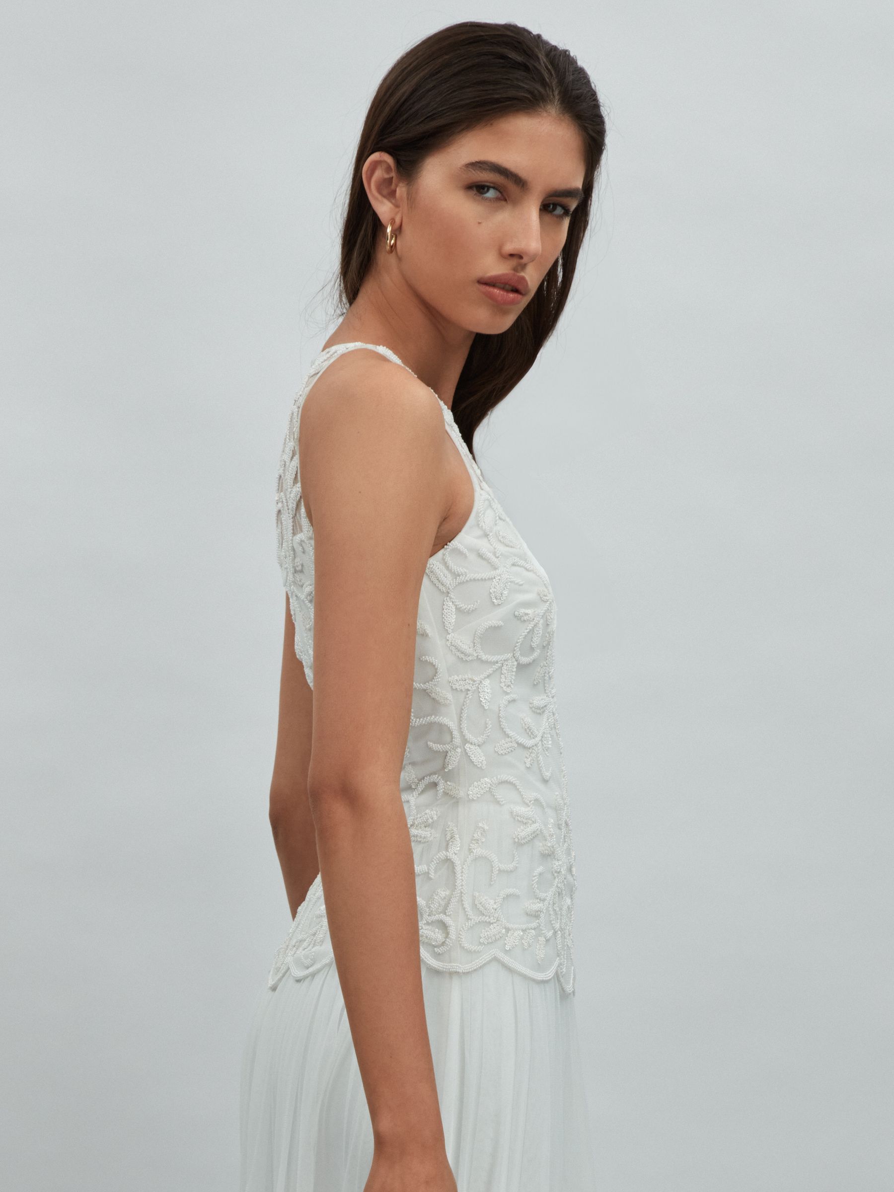 Raishma Embellished High Neck Maxi Dress in Ivory