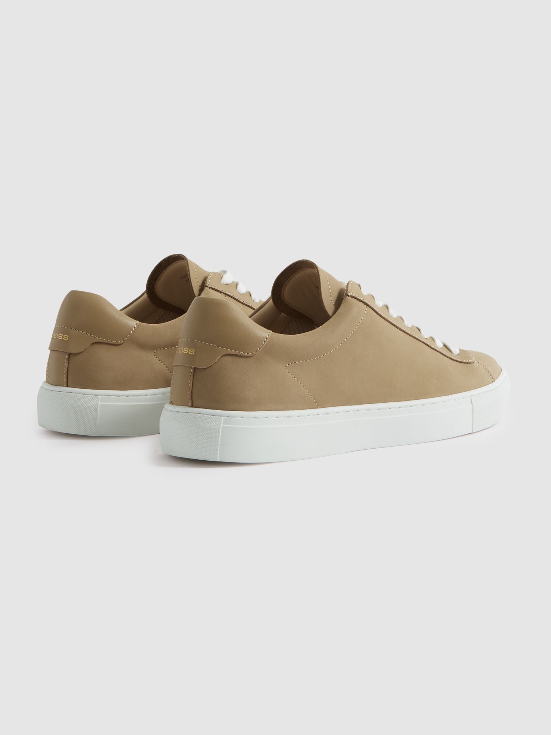 Nubuck Leather Low Top Trainers in Camel