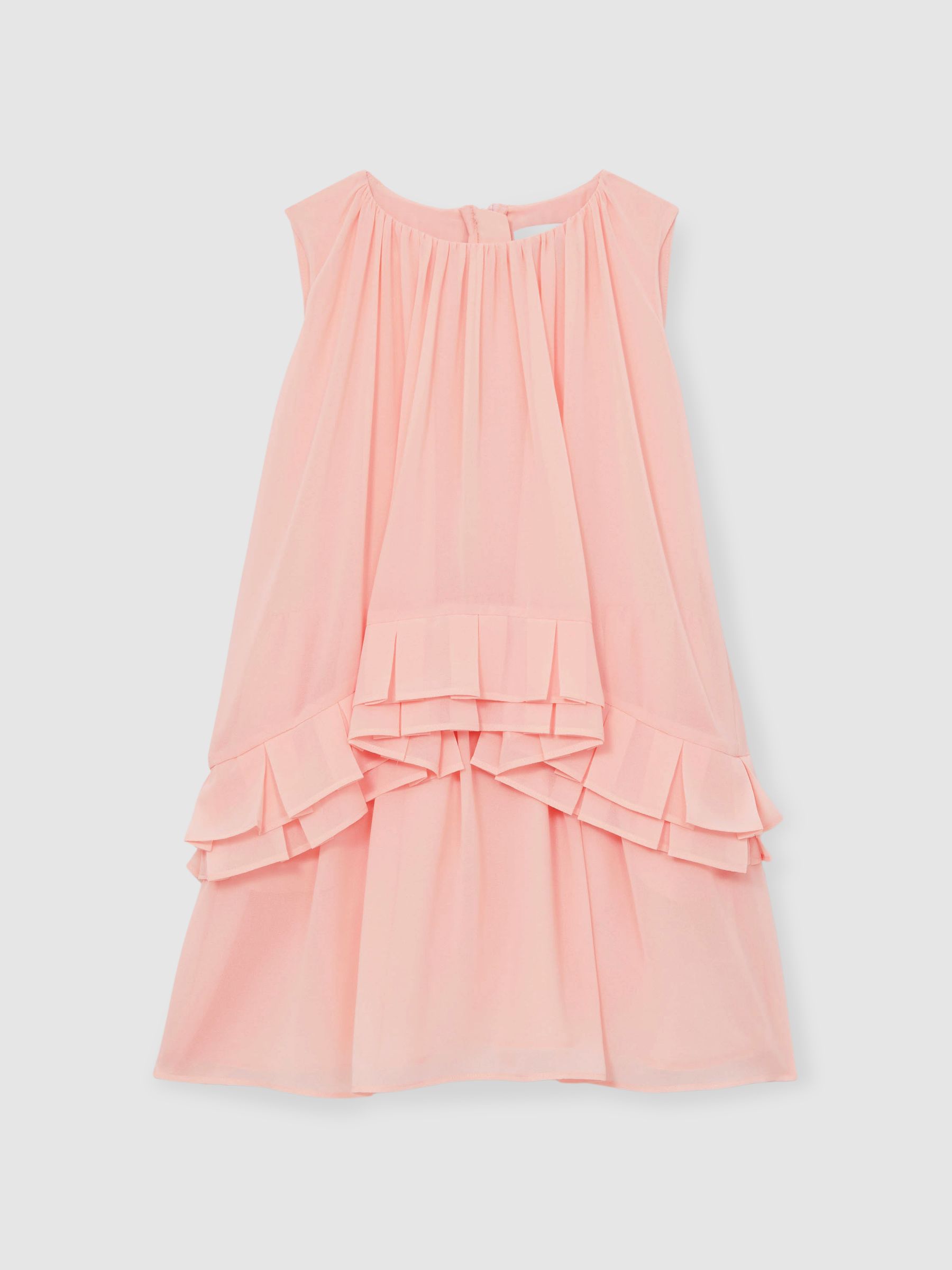 9-13 yrs Chiffon Floral-Print Tiered Dress in Pink