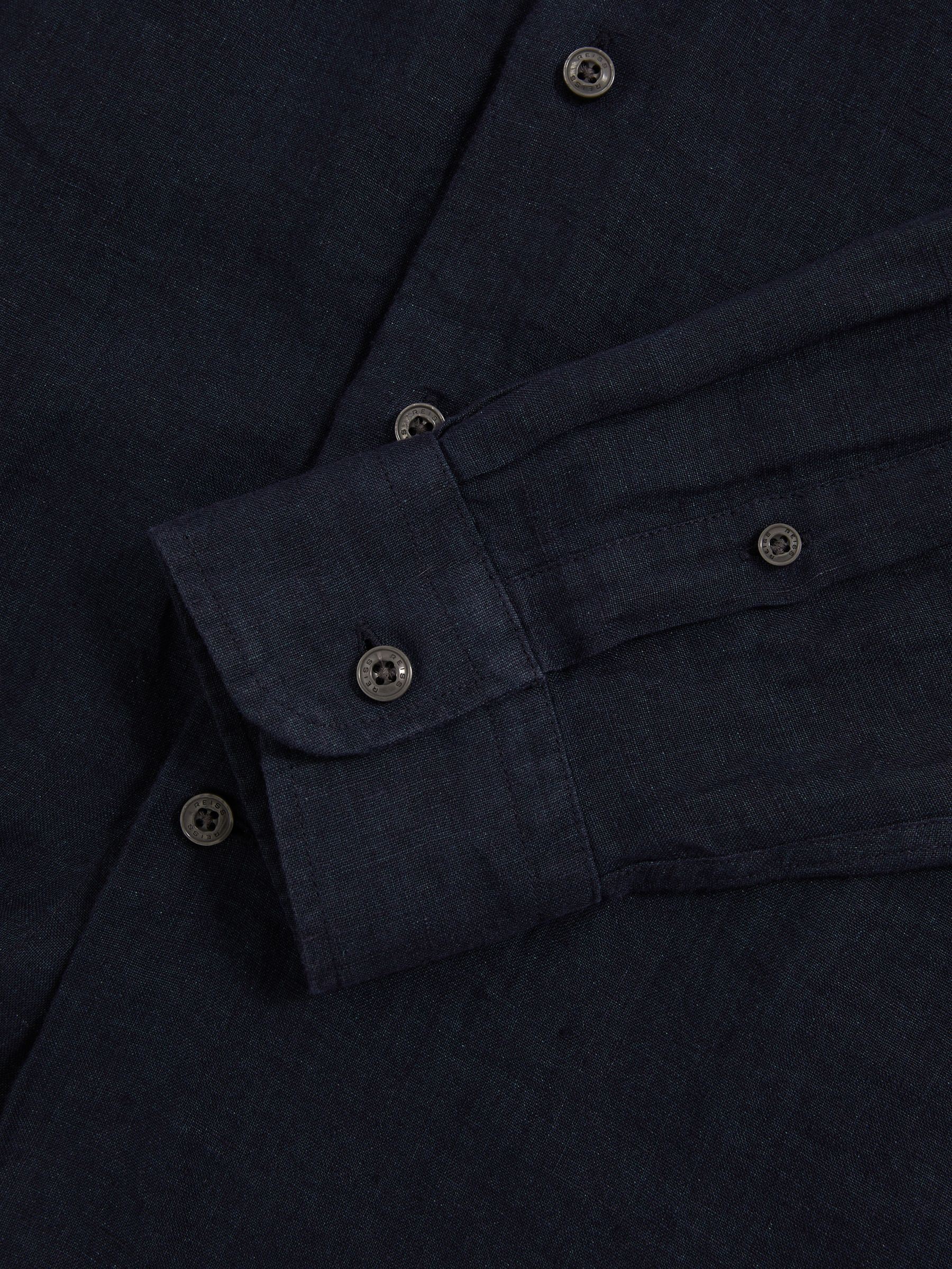 Linen Button-Through Shirt in Navy