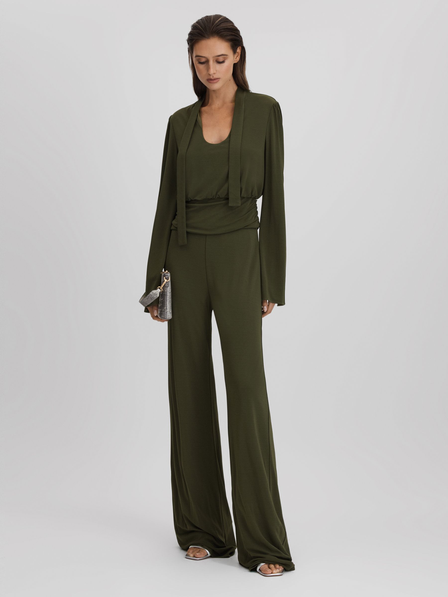 Halston Seaweed Wide Leg Jumpsuit in Seaweed