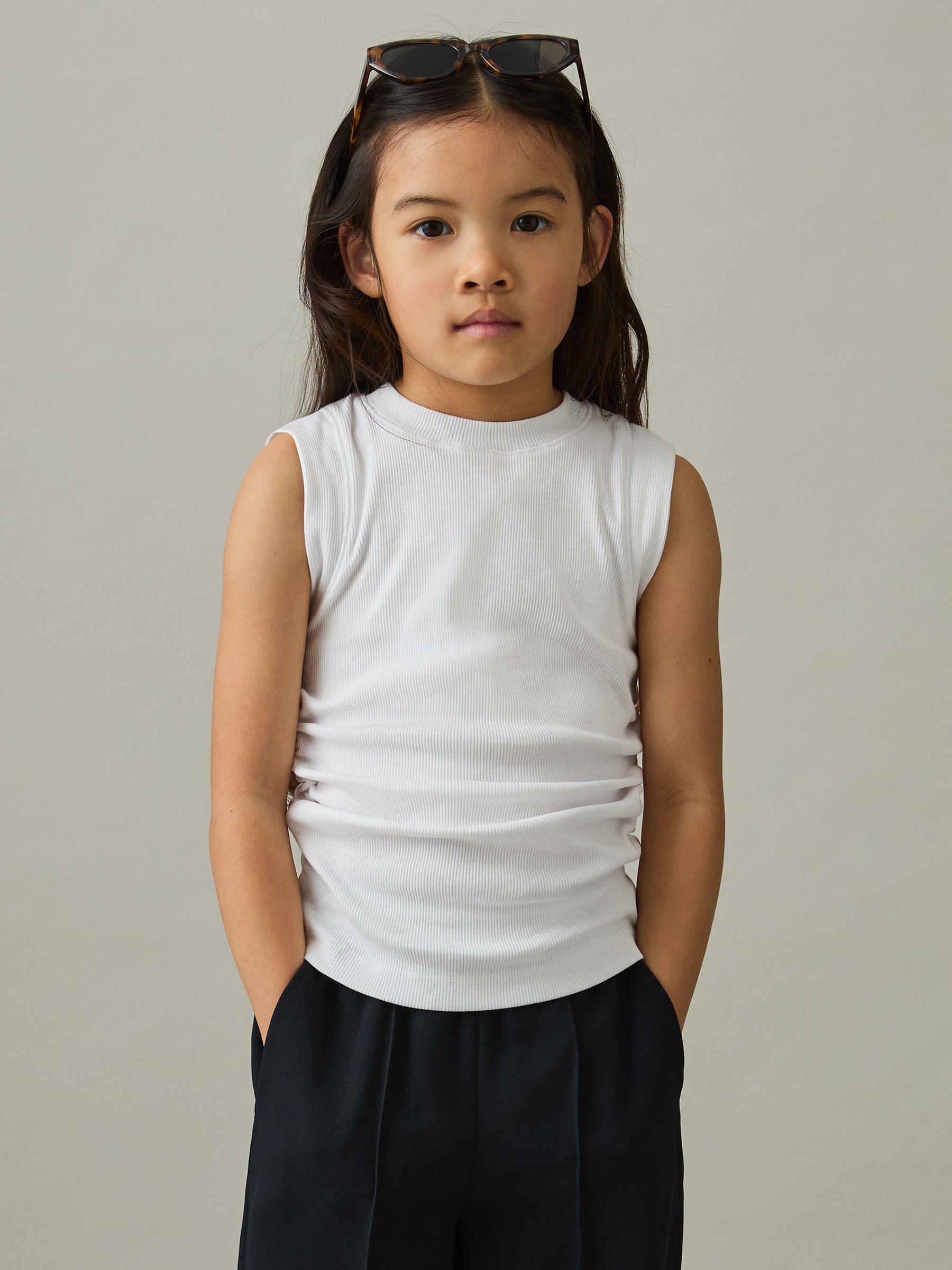 9-13 yrs Ruched Vest Top in White