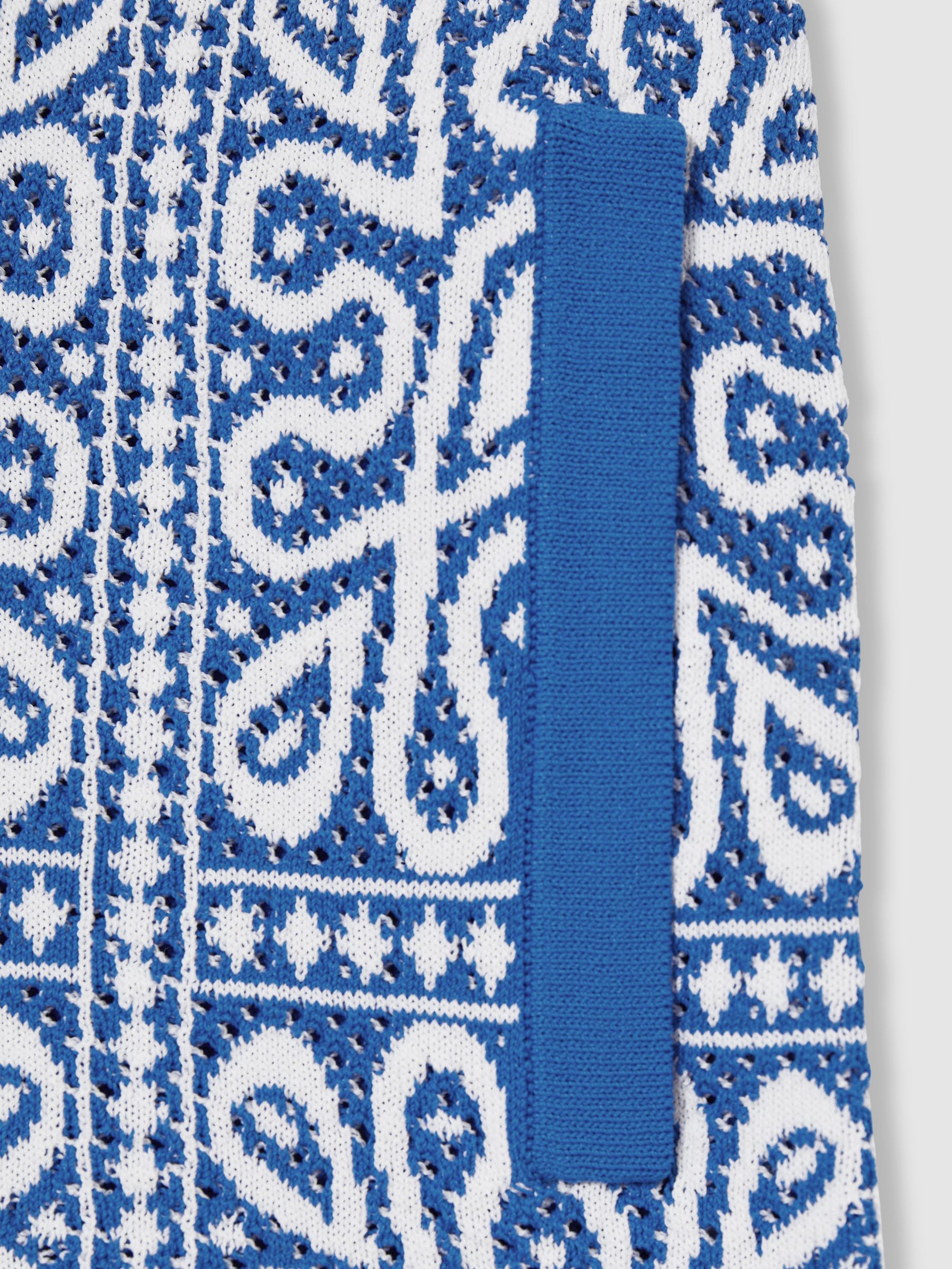 3-9 yrs Tile Pattern Knit Shorts in Blue/White