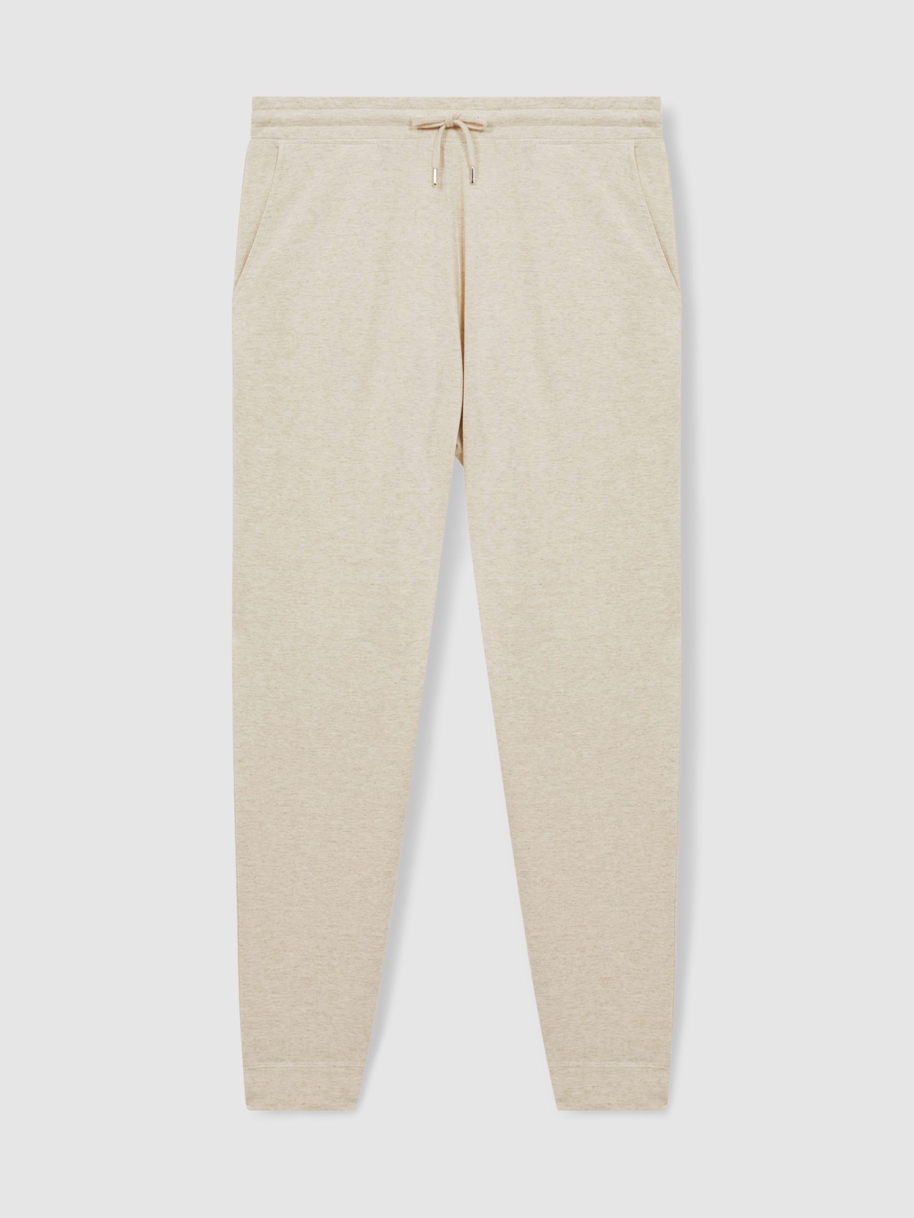 Drawstring Fleece Lined Joggers in Oatmeal Melange