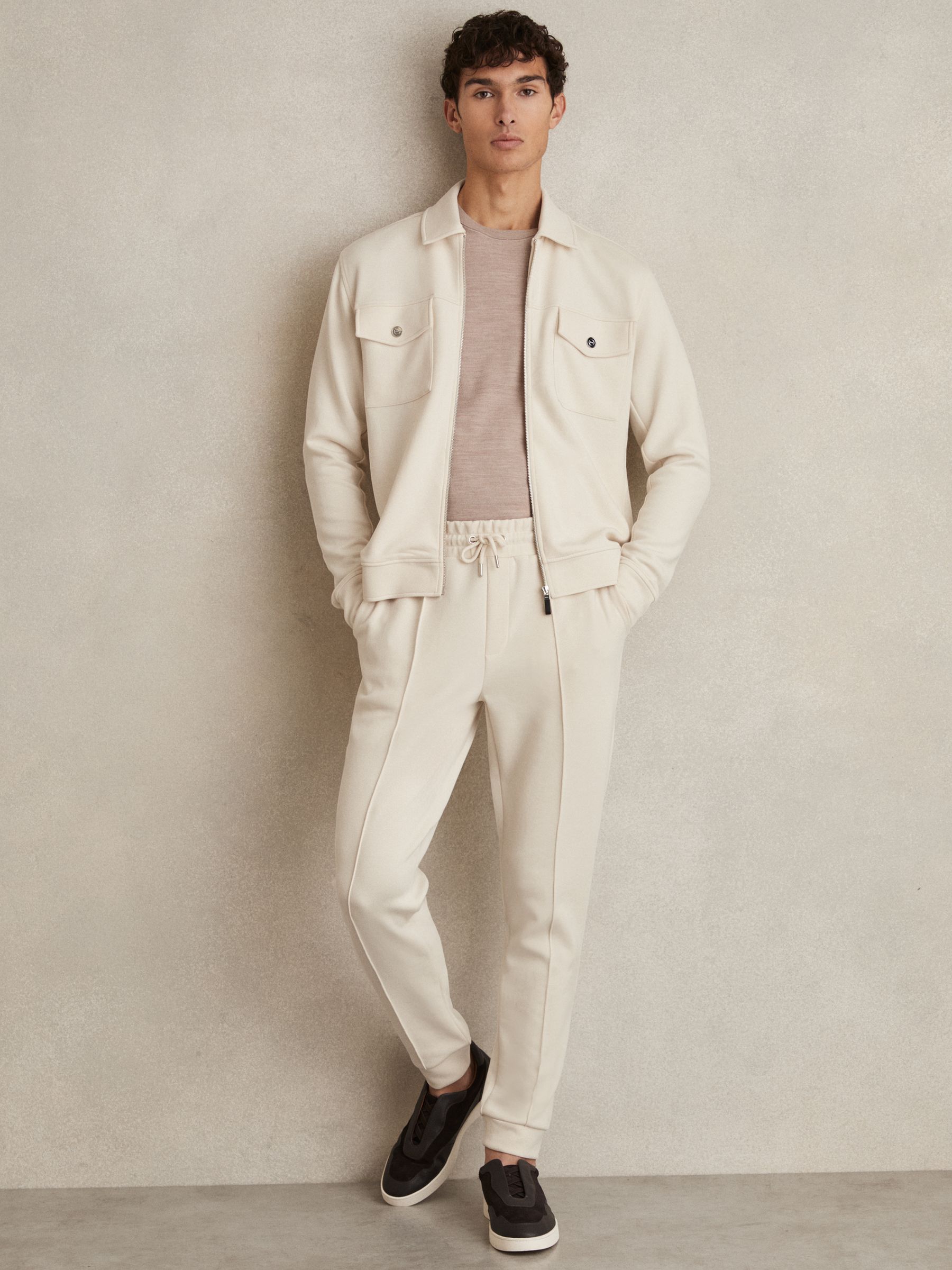 Drawstring Jersey Joggers in Off White