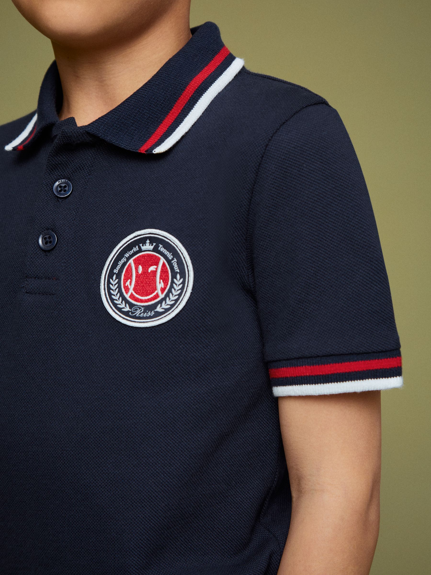 9-13 yrs SmileyWorld | Reiss Piqué Polo Shirt in Navy