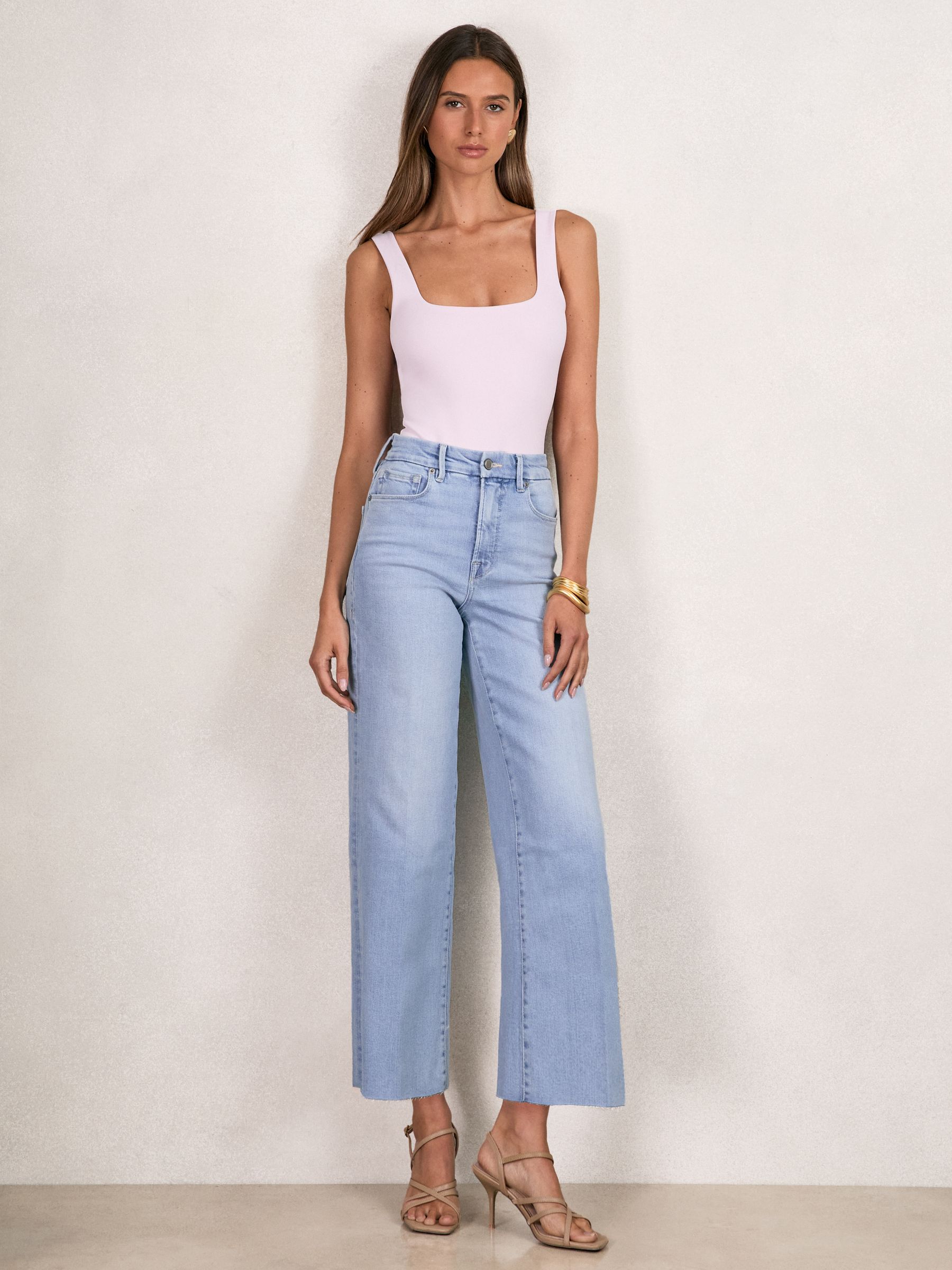 Good American Wide Compression Jeans in Indigo Blue