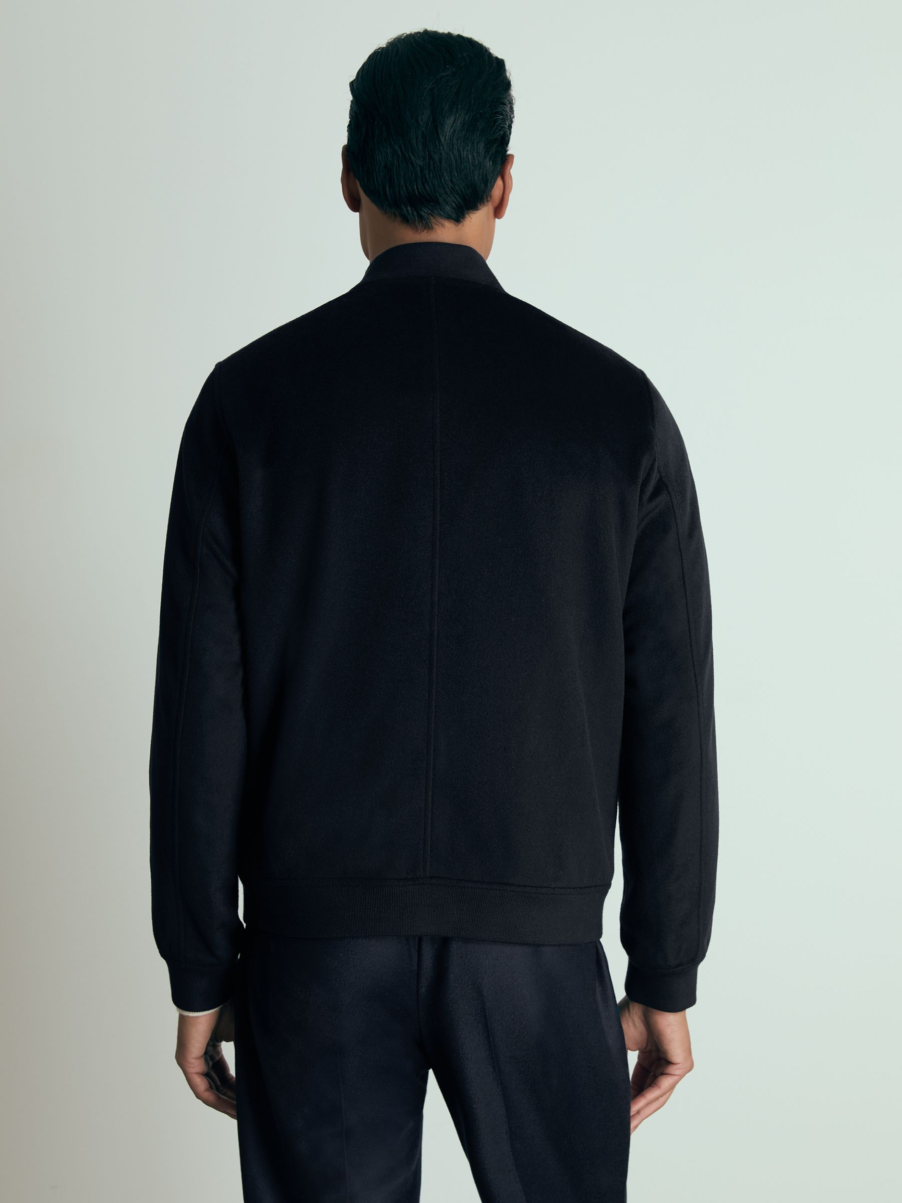 100% Cashmere Bomber Jacket in Navy